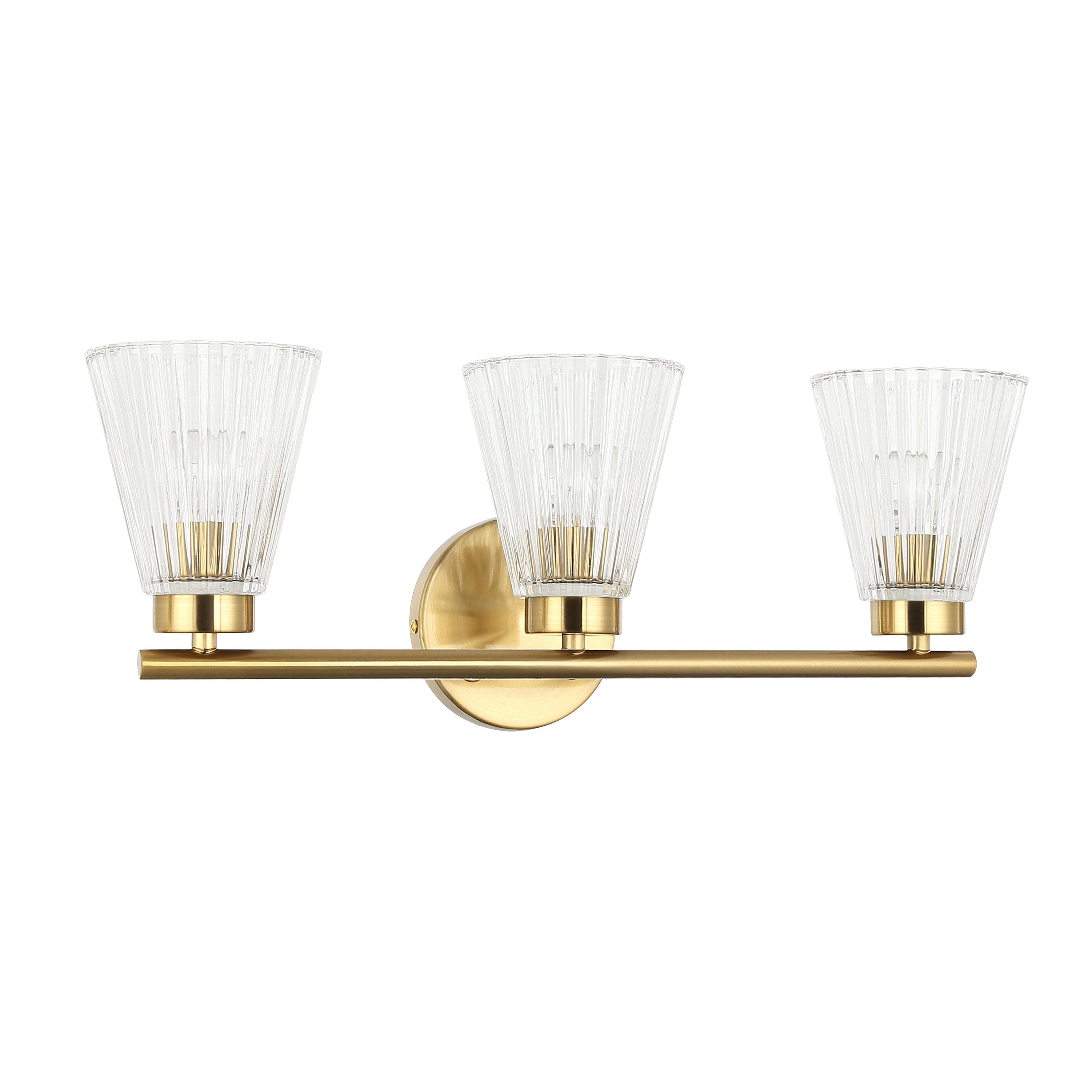 Dainolite 3 Light Incandescent Vanity with Clear Ribbed Glass