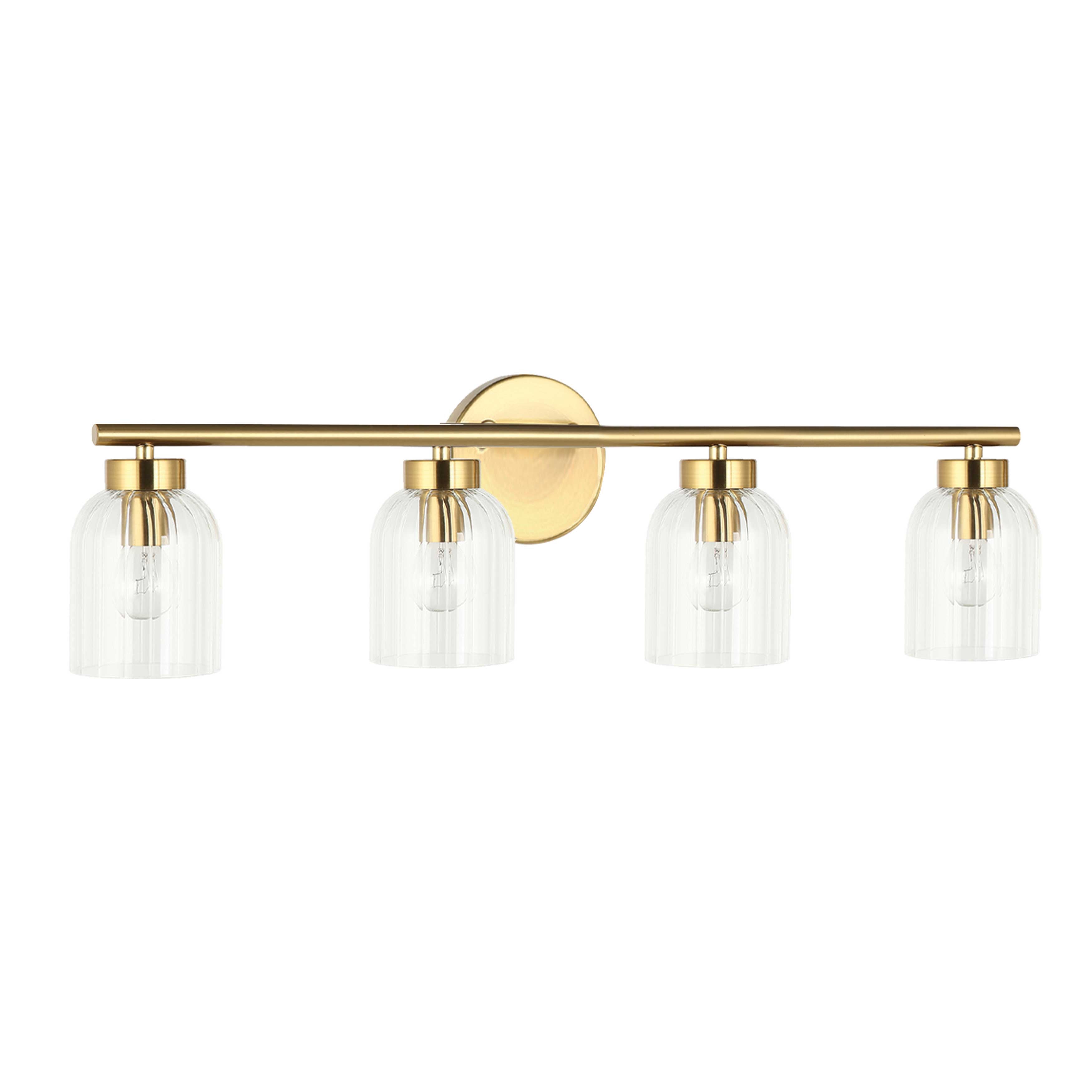 Dainolite 4 Light Incandescent Vienna Vanity with Clear Ribbed Glass