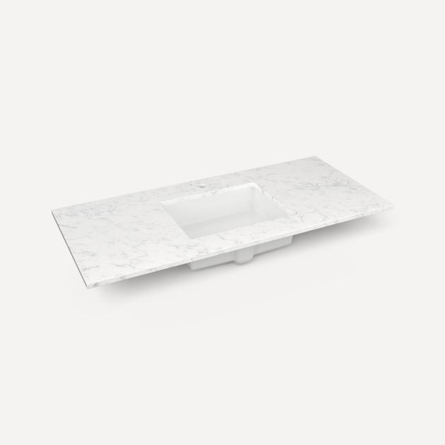 Robern Quartz Stone Vanity Top, 49"x 3/4"x 22" Center Undercounter Single Hole Sink