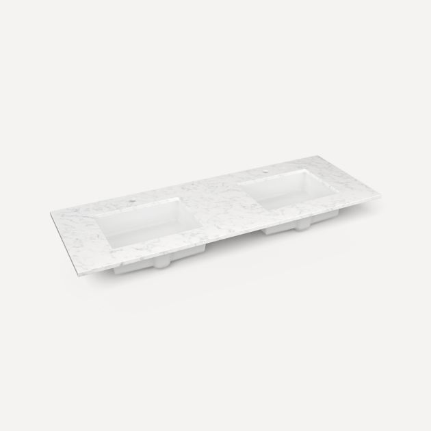Robern Quartz Stone Vanity Top 61"x 3/4"x 22"Double Undercounter Single Hole Sink