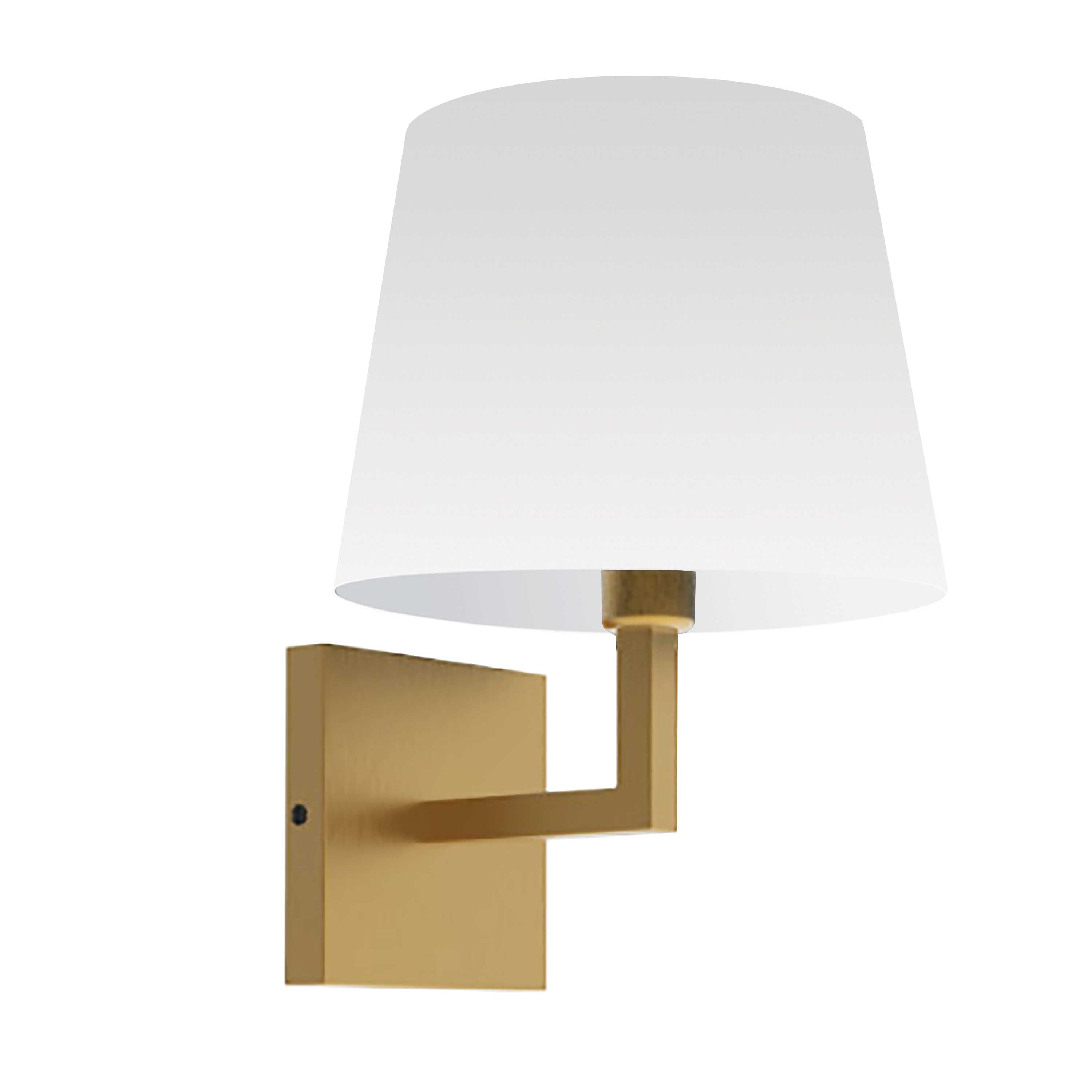 aged brass with white shade wall mount