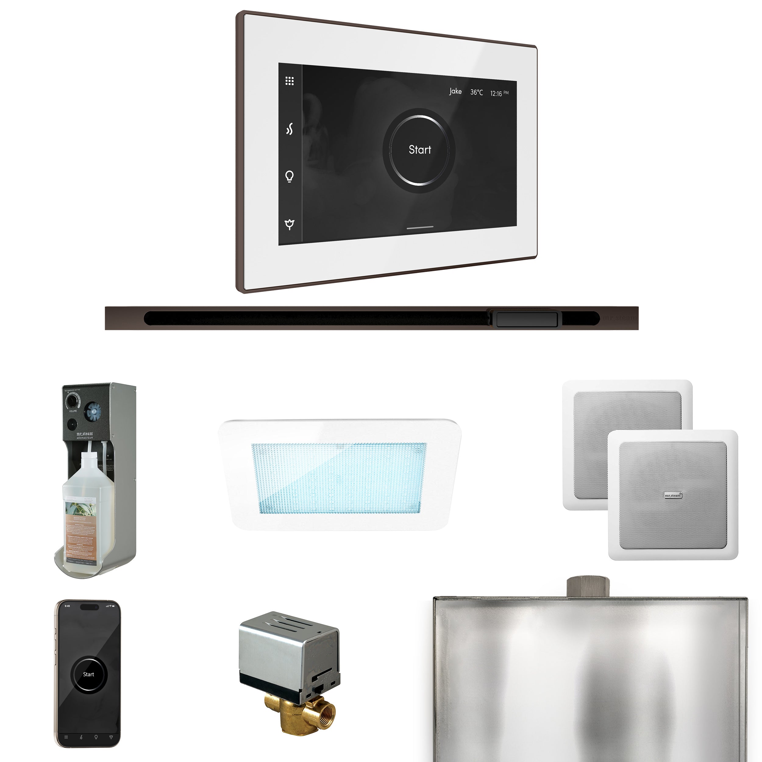 Mr Steam XDream Steam Shower Control Package with iSteamX Control and Linear Steamhead