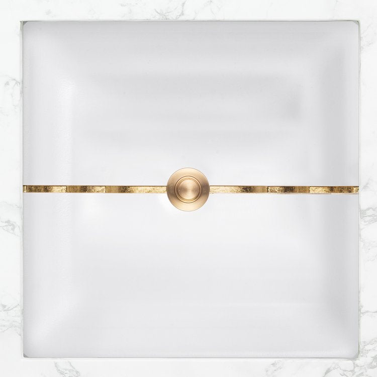 Linkasink Stripe Artisan Glass with Metal Leaf Accent Undermount Sink