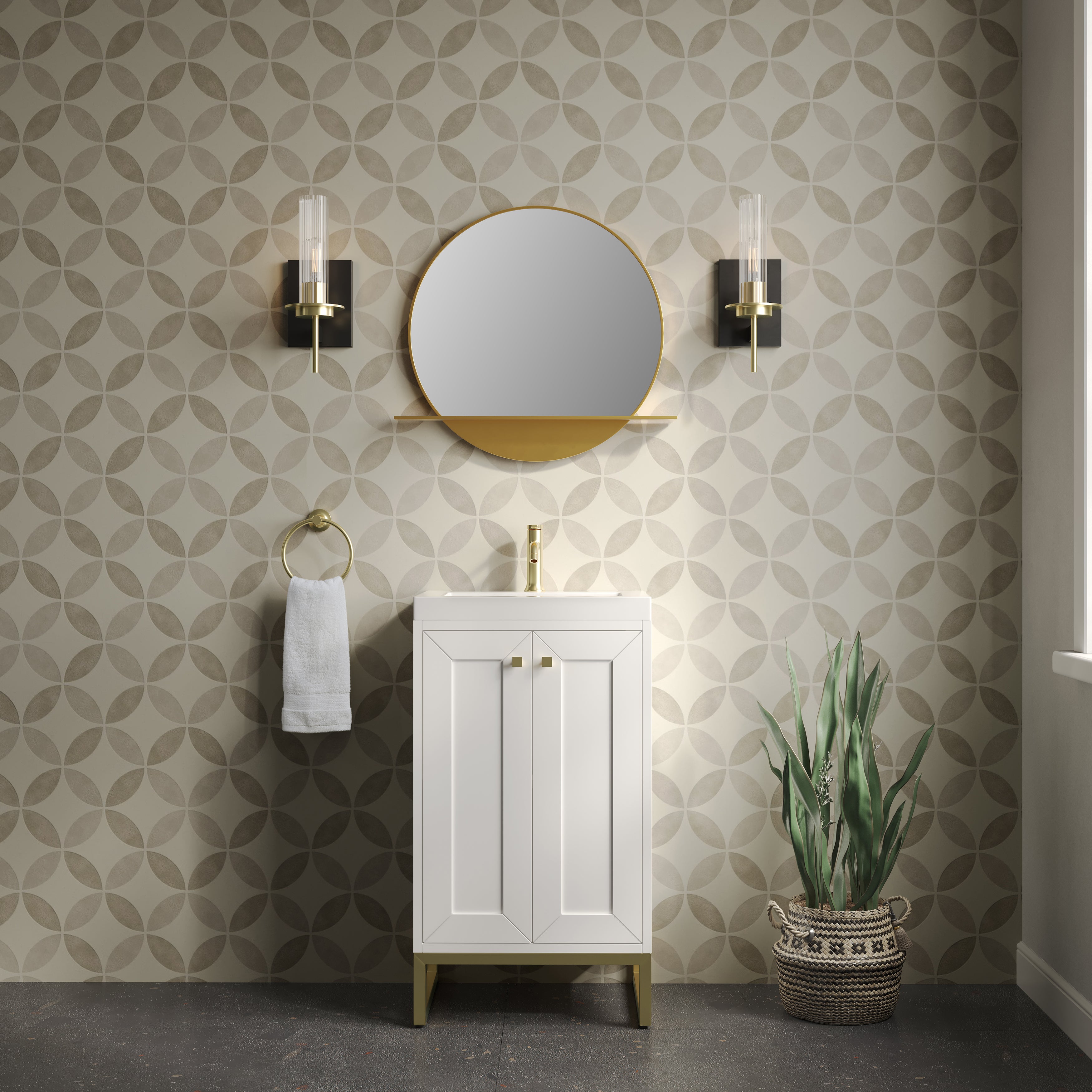 glossy white vanity