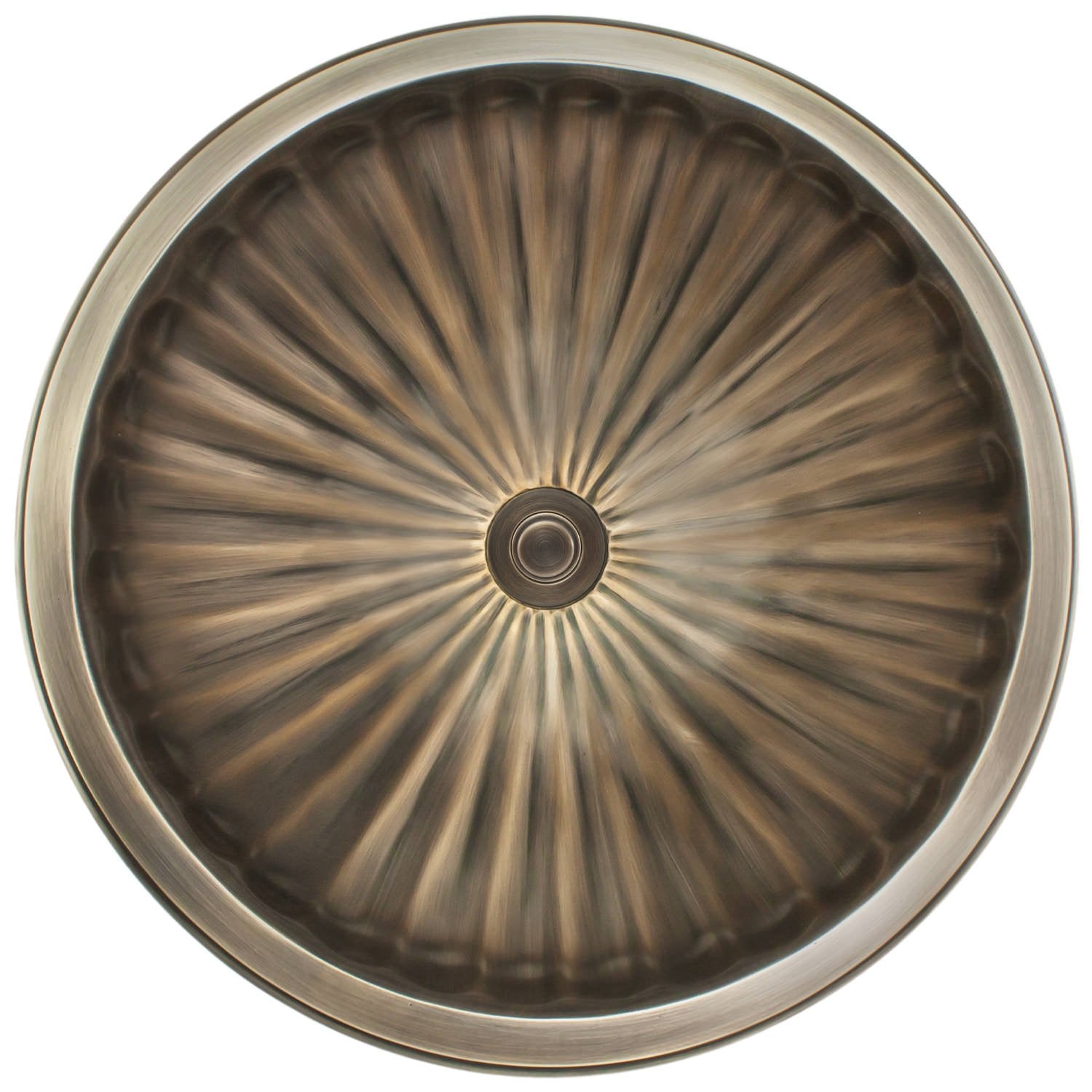 Linkasink Bronze Large Round Fluted Drop-In or Undermount Sink 17"