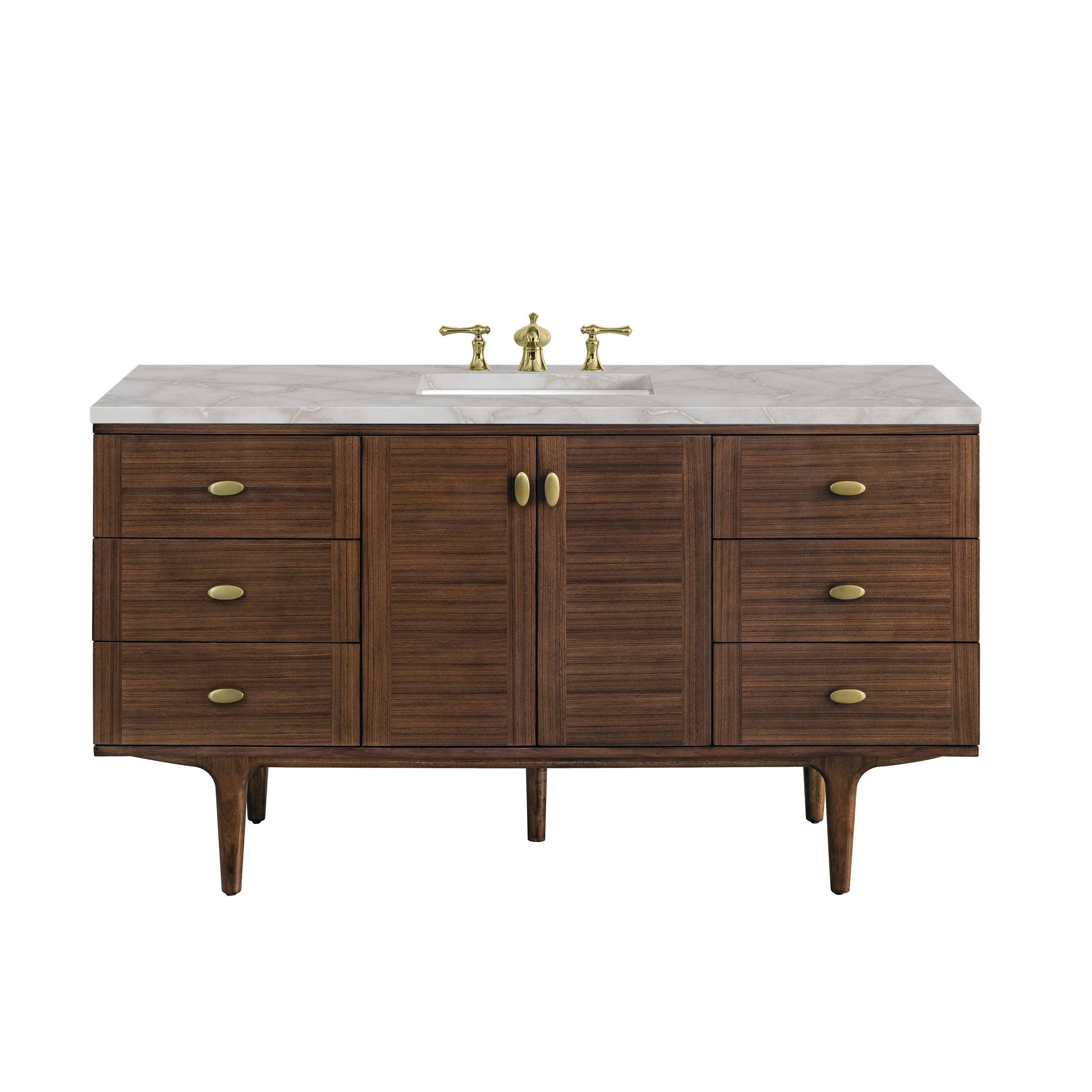 James Martin Vanities Amberly 60" Single Vanity - Mid-Century Walnut