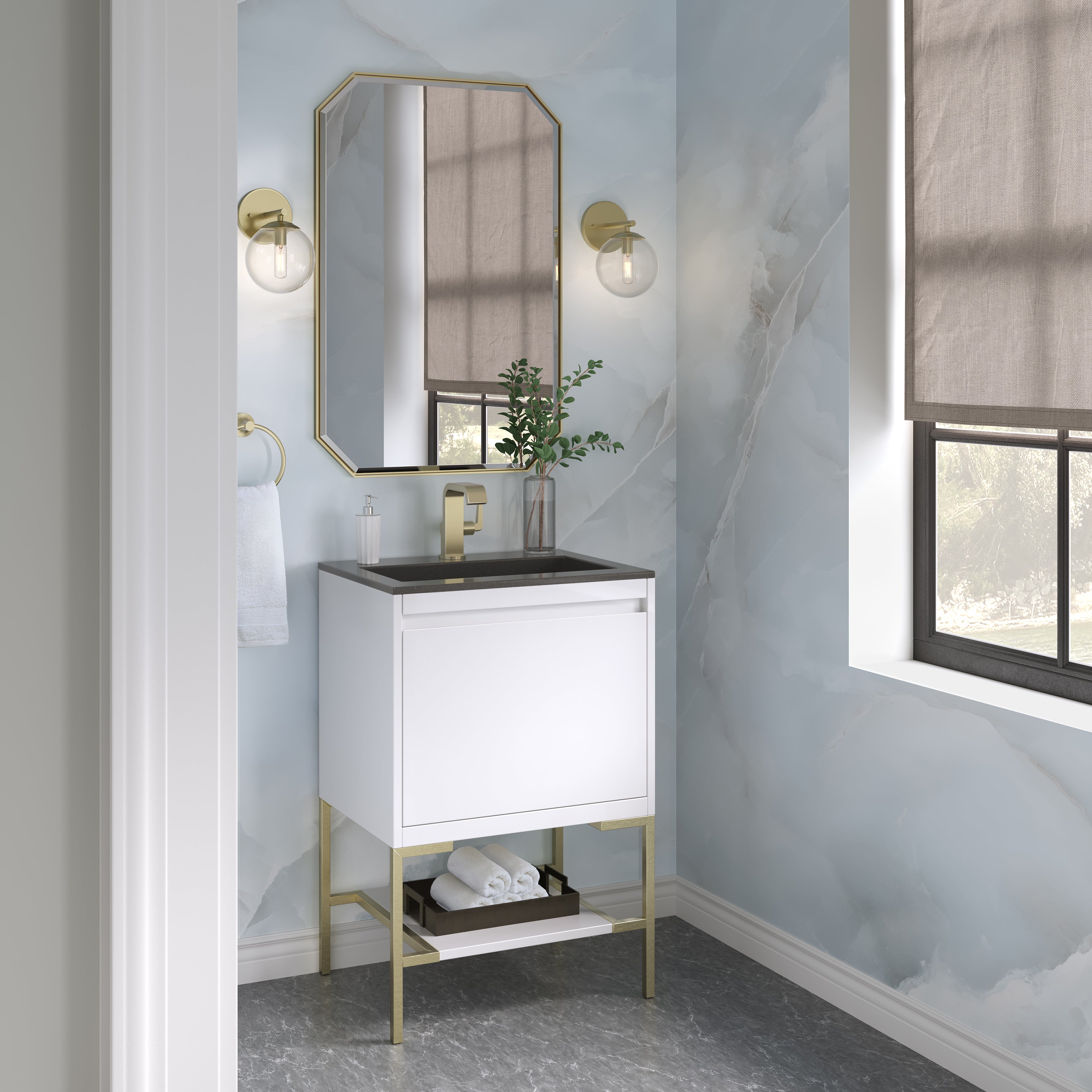 charcoal black composite stone top vanity