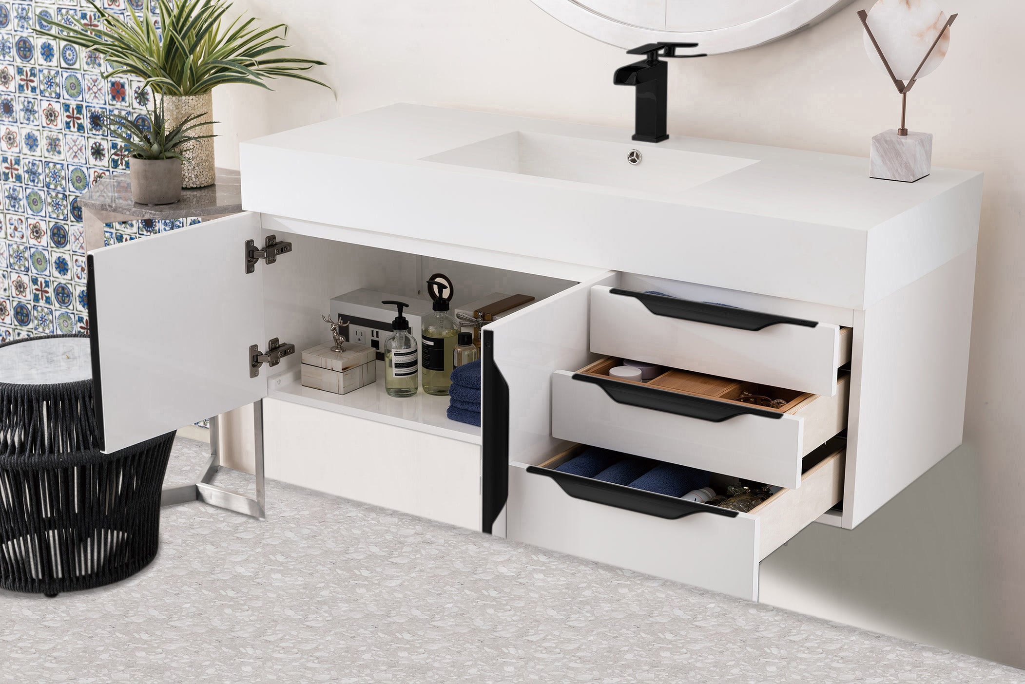 glossy white vanity
