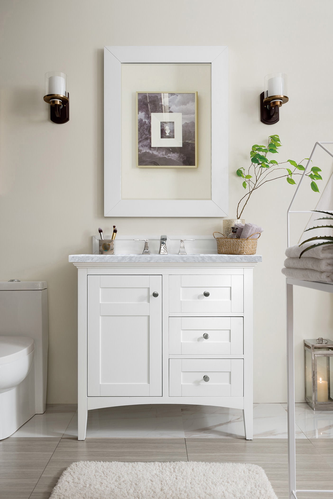 James Martin Vanities Palisades 36" Single Vanity - Bright White