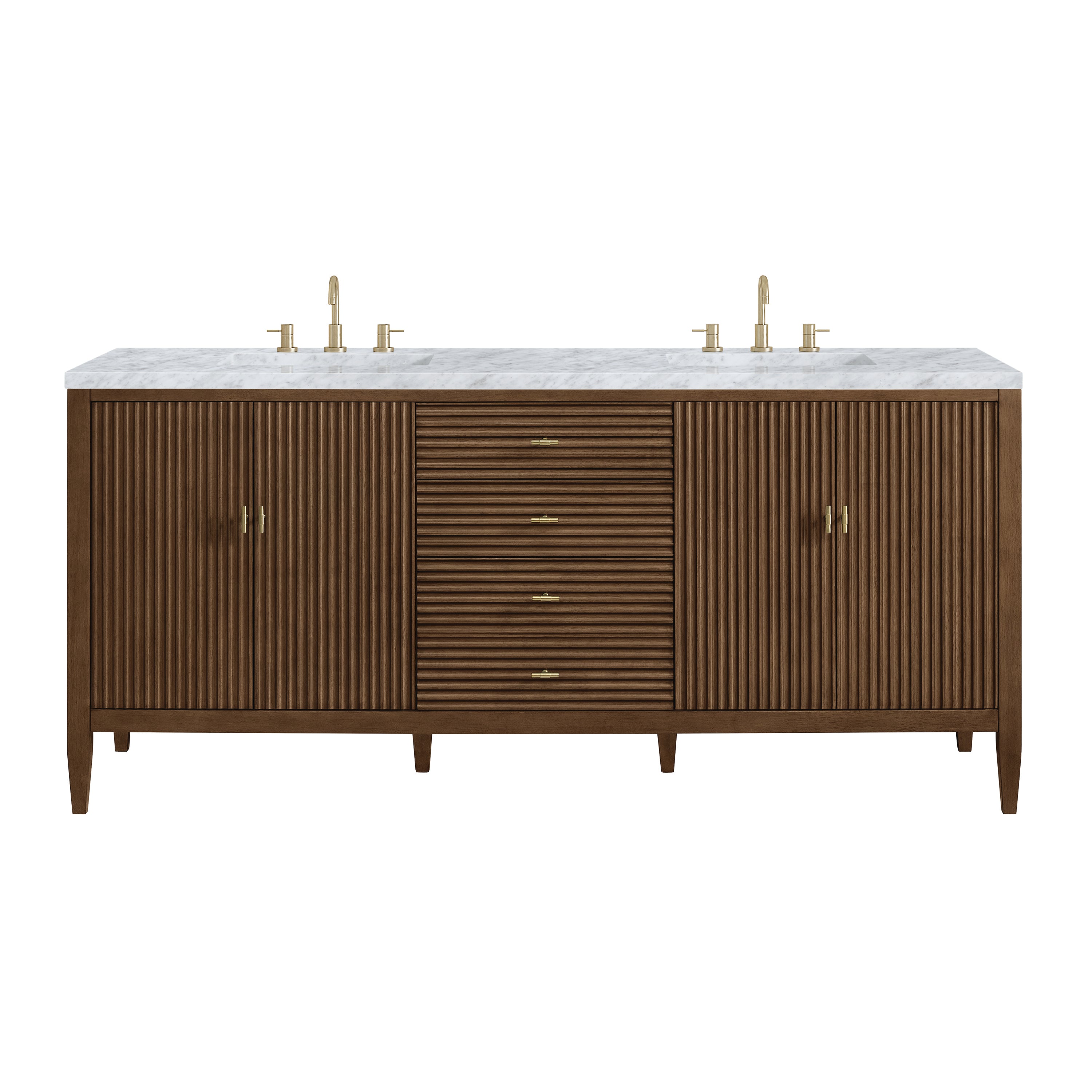 James Martin Vanities Myrrin 72" Double Vanity - Mid Century Walnut