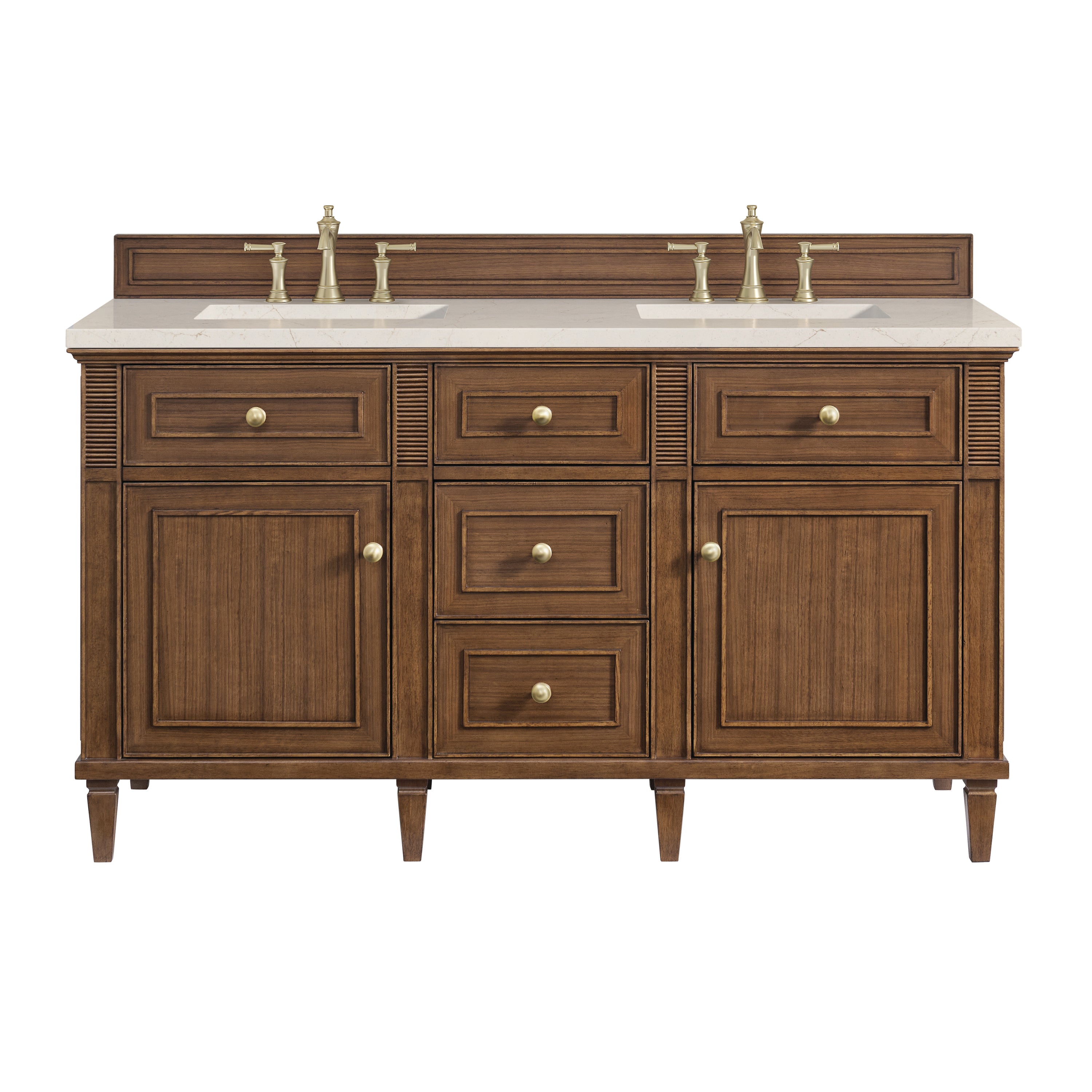 James Martin Vanities Lorelai 60" Double Vanity - Mid-Century Walnut