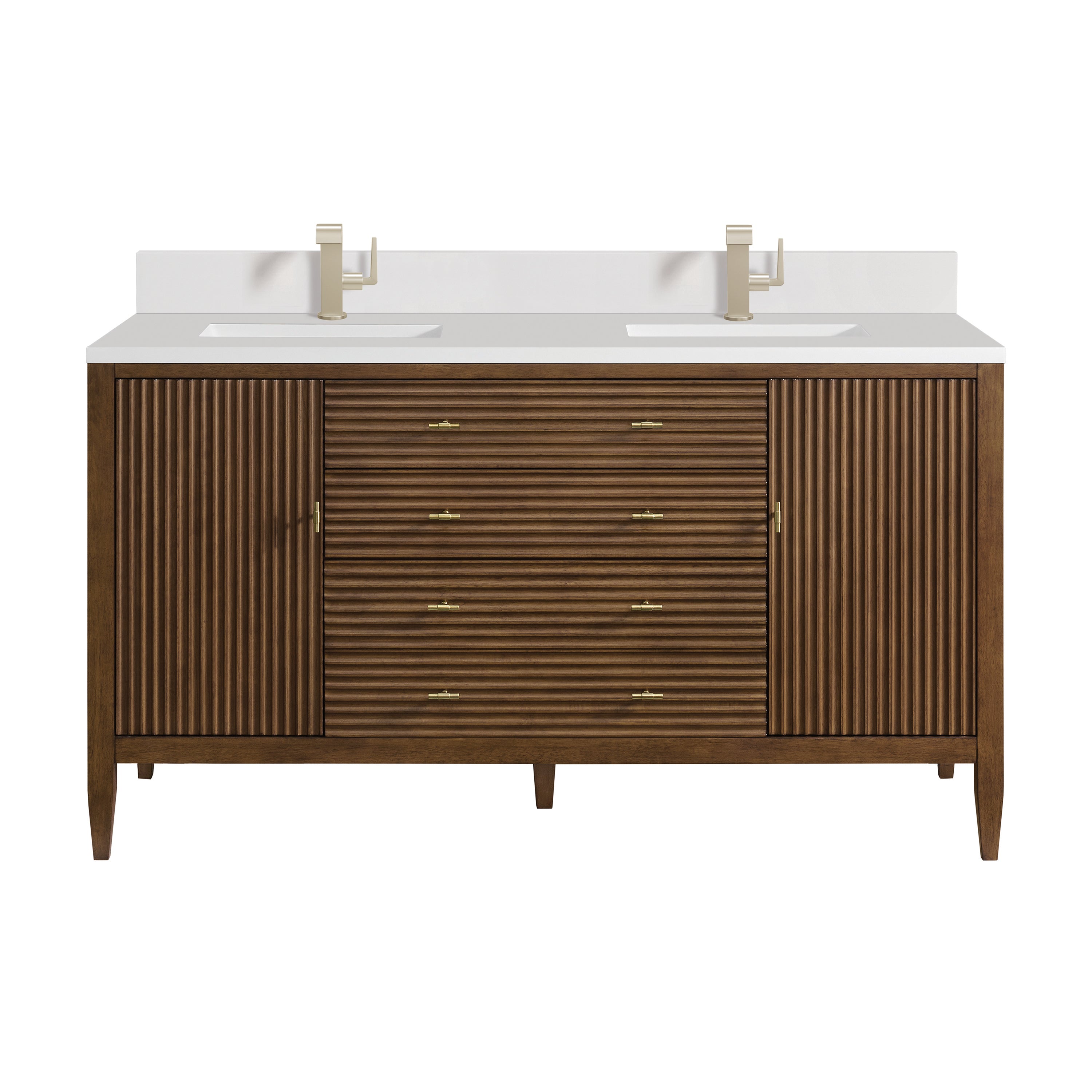 James Martin Vanities Myrrin 60" Double Vanity - Mid Century Walnut