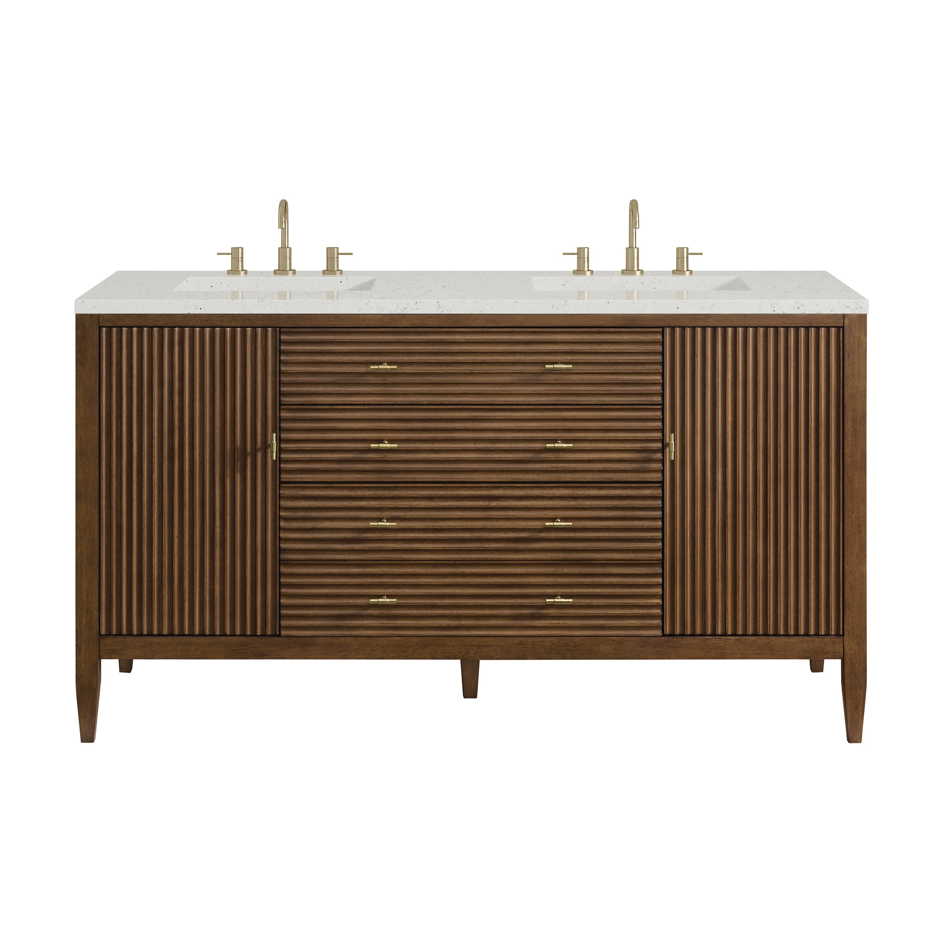 James Martin Vanities Myrrin 60" Double Vanity - Mid Century Walnut