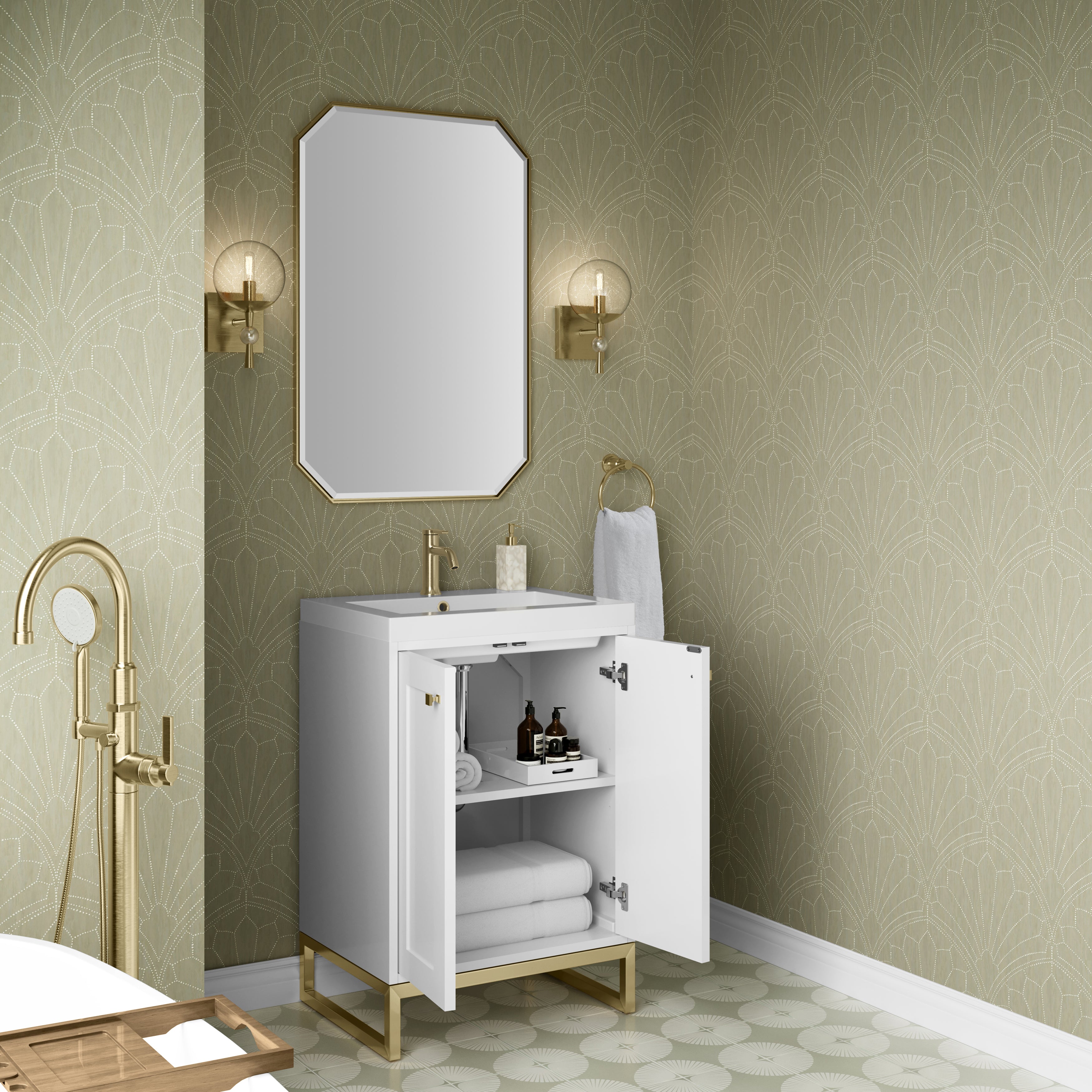 glossy white vanity