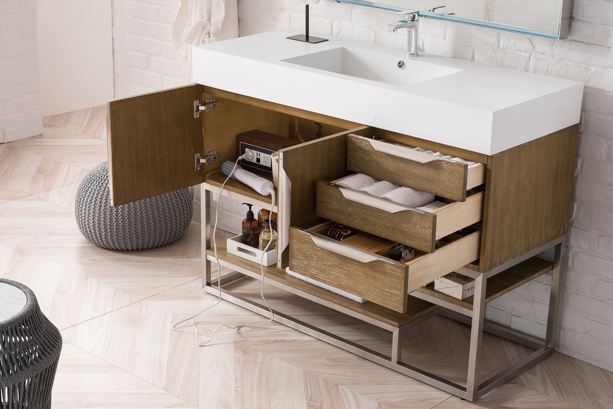 latte oak vanity