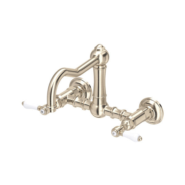 Rohl Acqui Wall Mount Bridge Kitchen Faucet with Column Spout