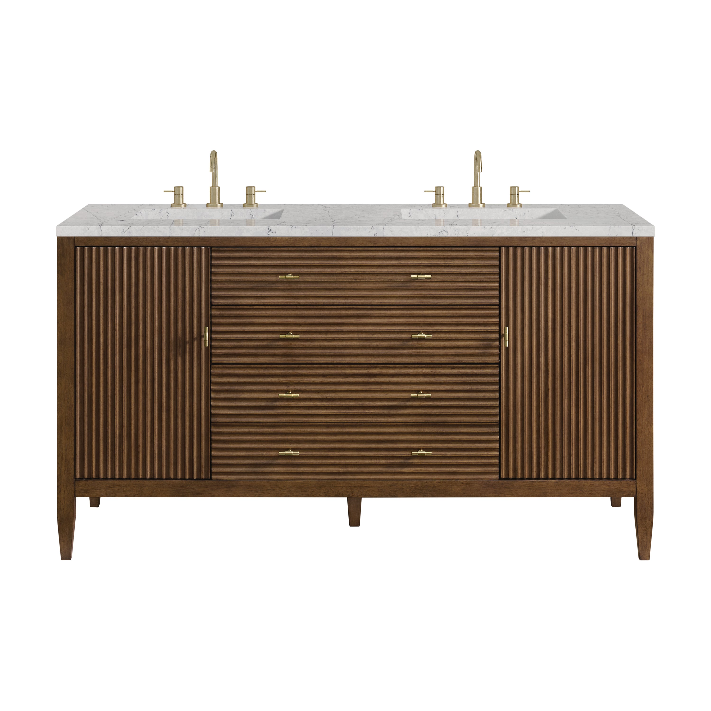 James Martin Vanities Myrrin 60" Double Vanity - Mid Century Walnut