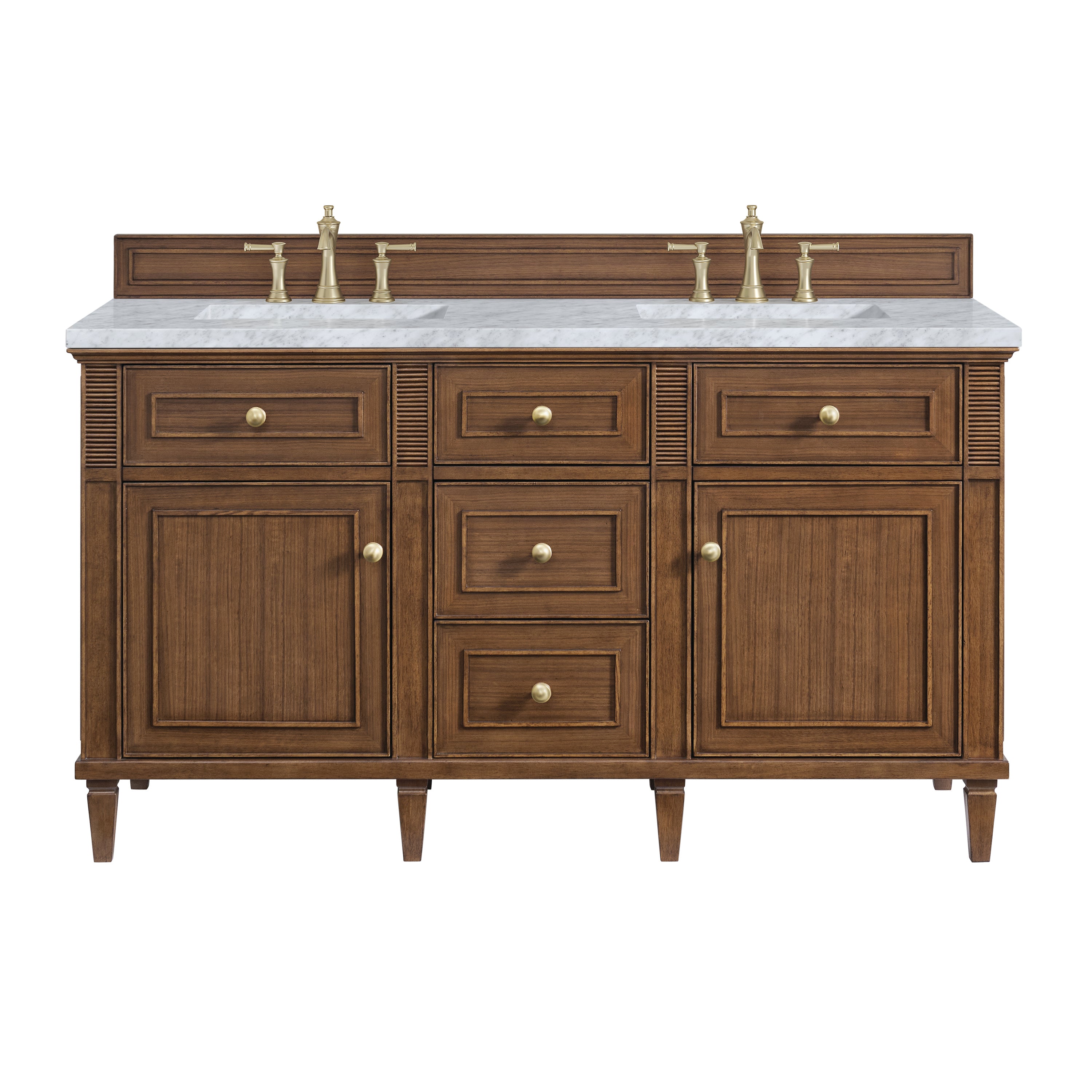 James Martin Vanities Lorelai 60" Double Vanity - Mid-Century Walnut