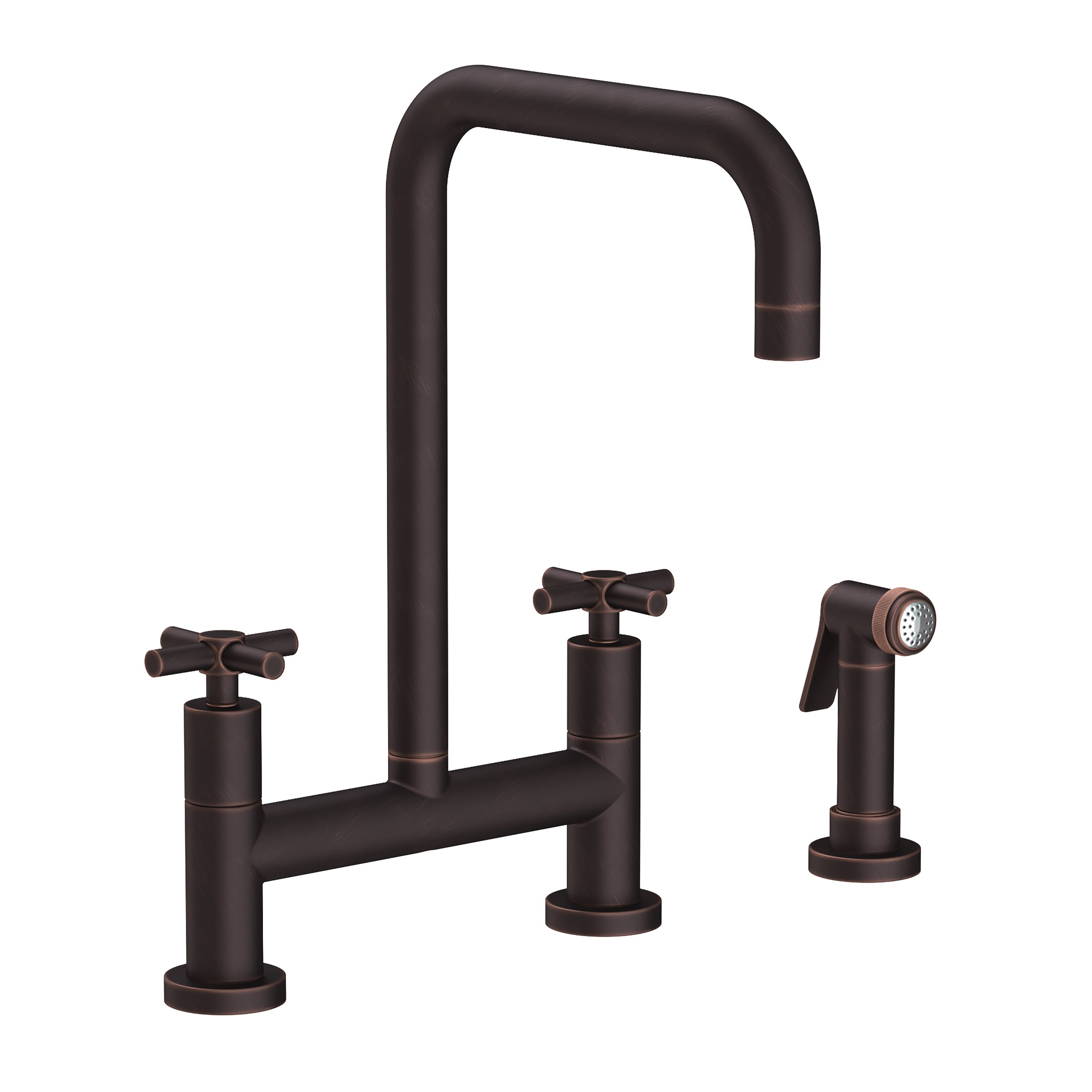 Newport Brass East Square Kitchen Bridge Faucet with Side Spray