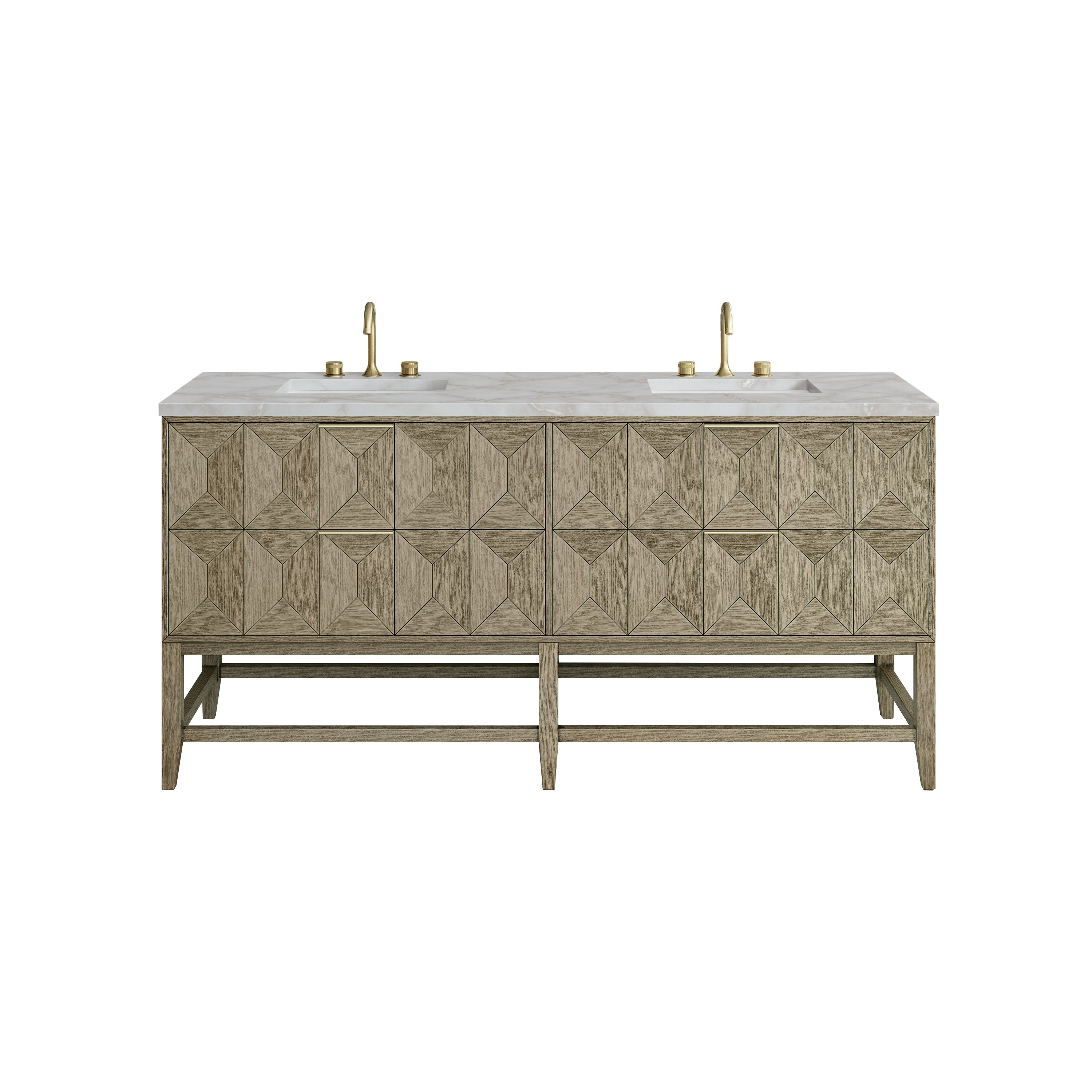 James Martin Vanities Emmeline 72" Double Vanity - Pebble Oak