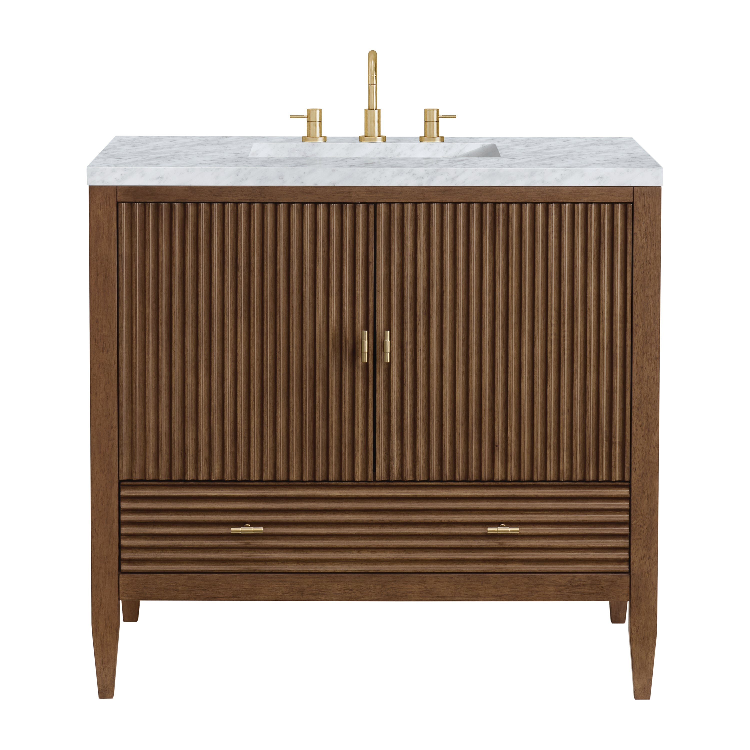 James Martin Vanities Myrrin 36" Vanity - Mid Century Walnut