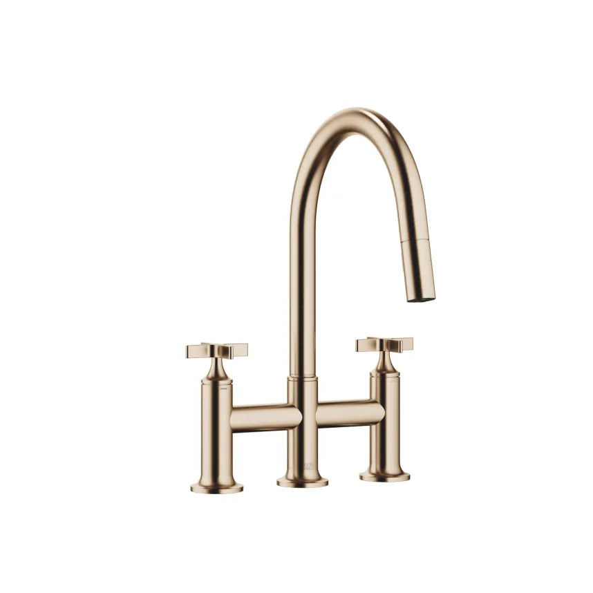 Dornbracht VAIA Three-Hole Bridge Mixer Pull-Down with Spray Function