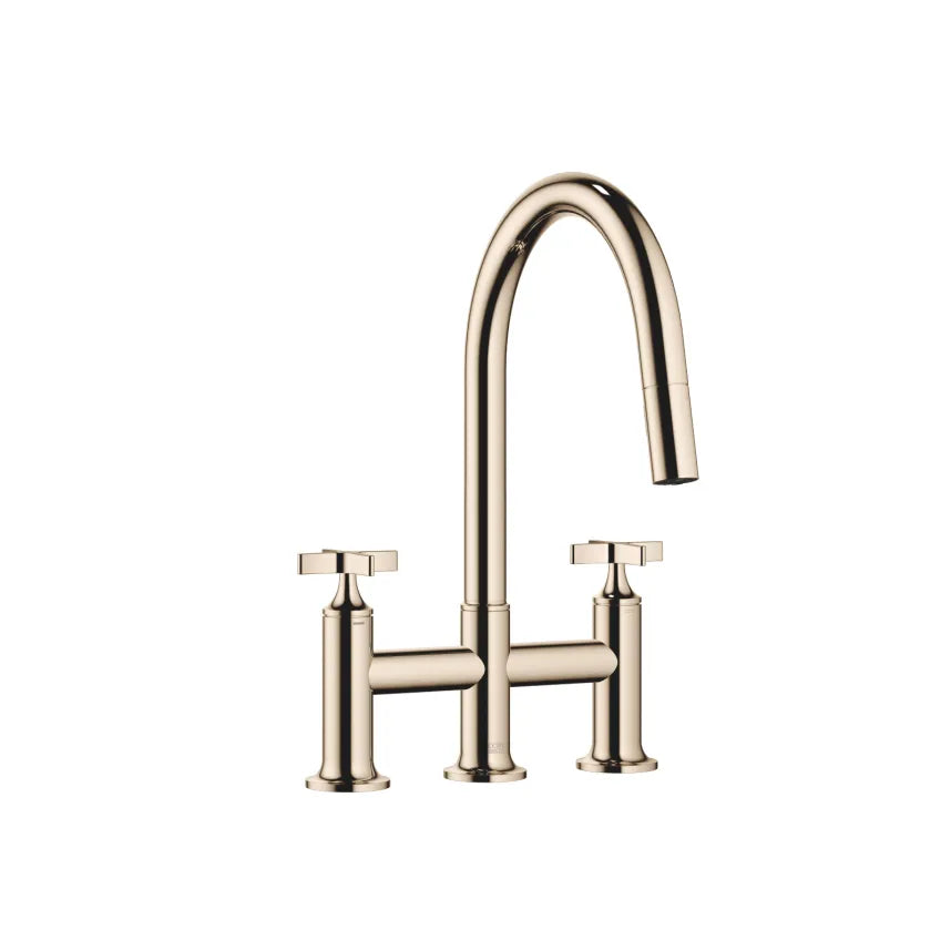 Dornbracht VAIA Three-Hole Bridge Mixer Pull-Down with Spray Function