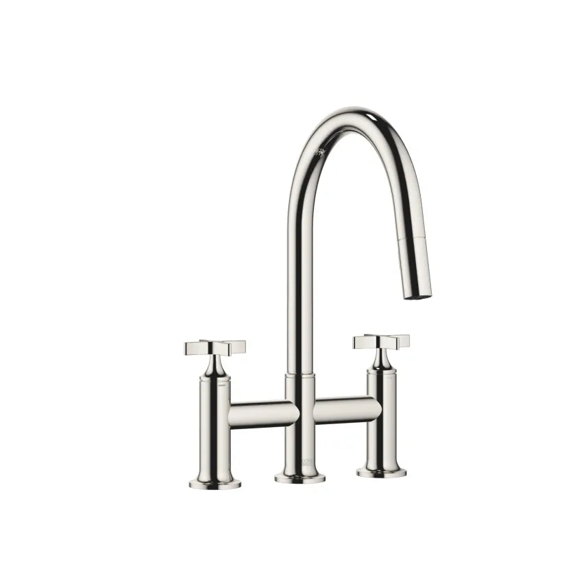 Dornbracht VAIA Three-Hole Bridge Mixer Pull-Down with Spray Function