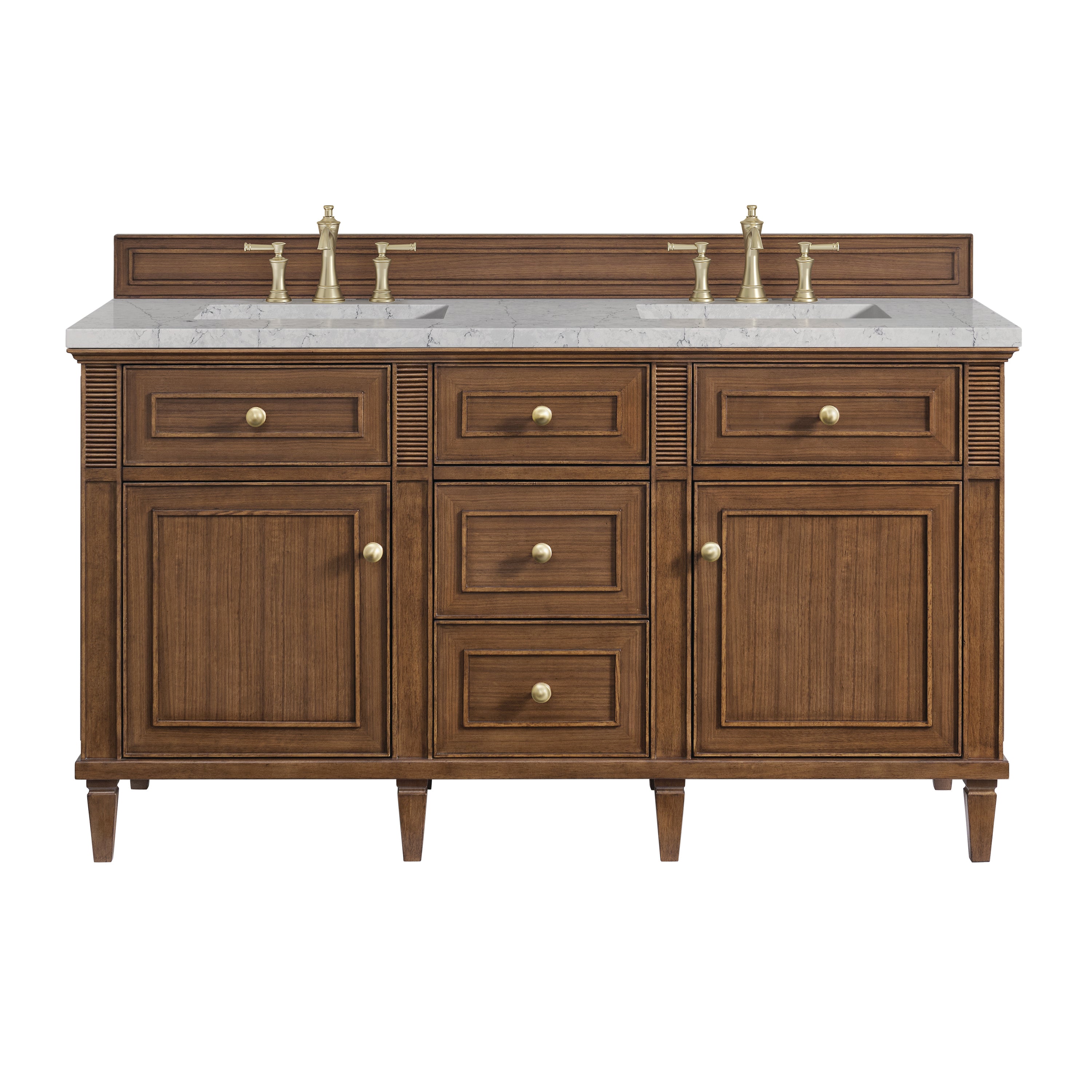 James Martin Vanities Lorelai 60" Double Vanity - Mid-Century Walnut