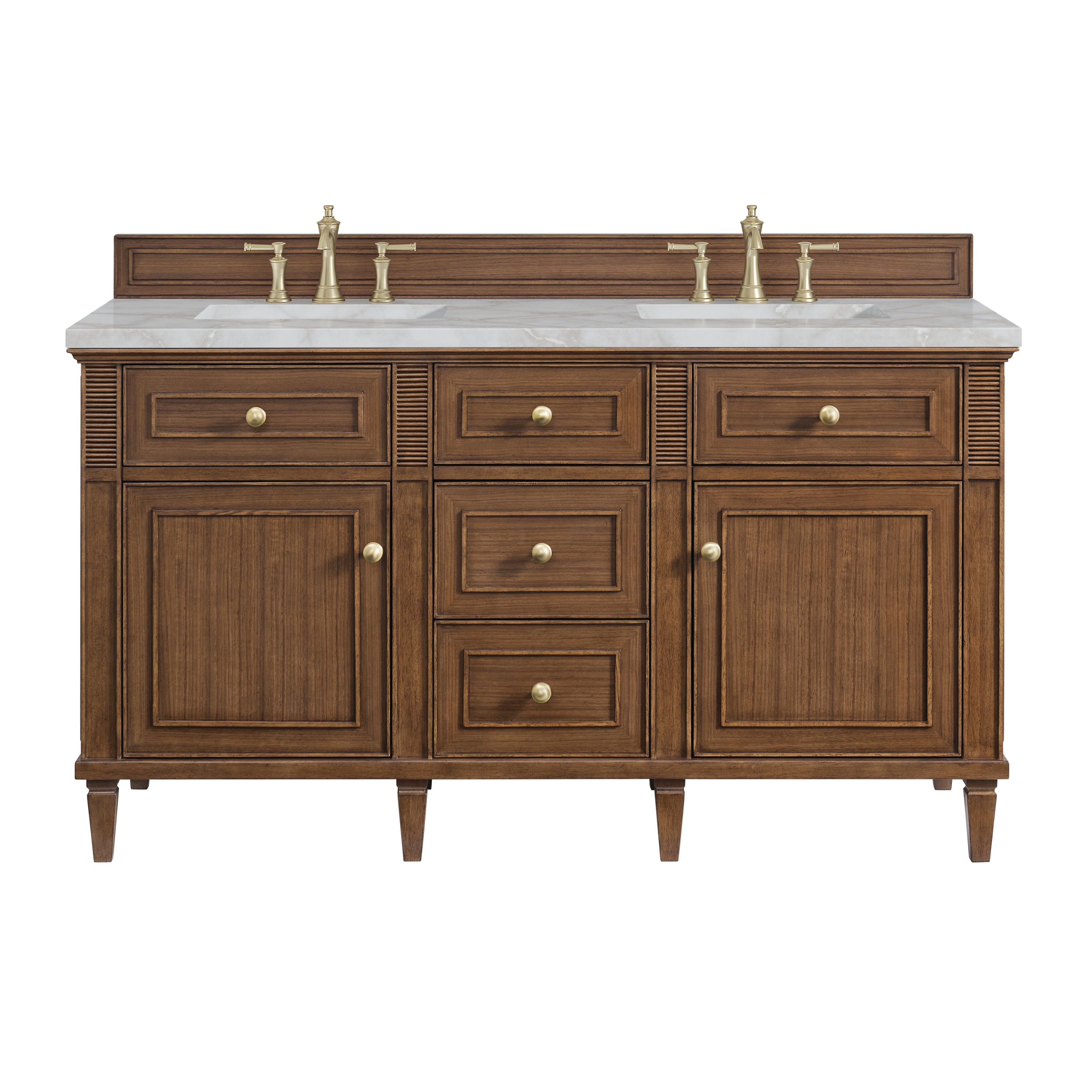 James Martin Vanities Lorelai 60" Double Vanity - Mid-Century Walnut