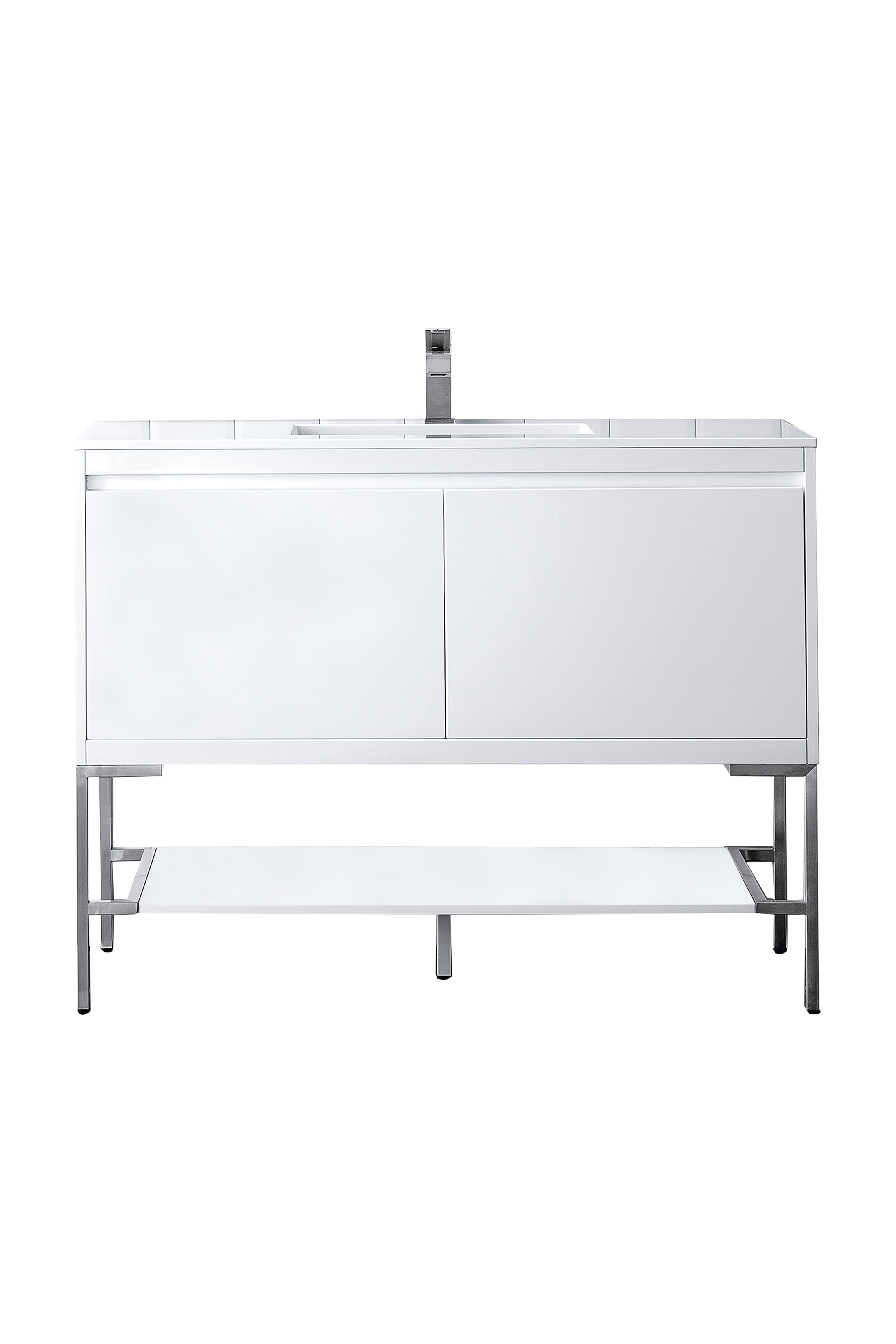 James Martin Vanities Mantova 47.3" Single Vanity - Glossy White - Brushed Nickel Base