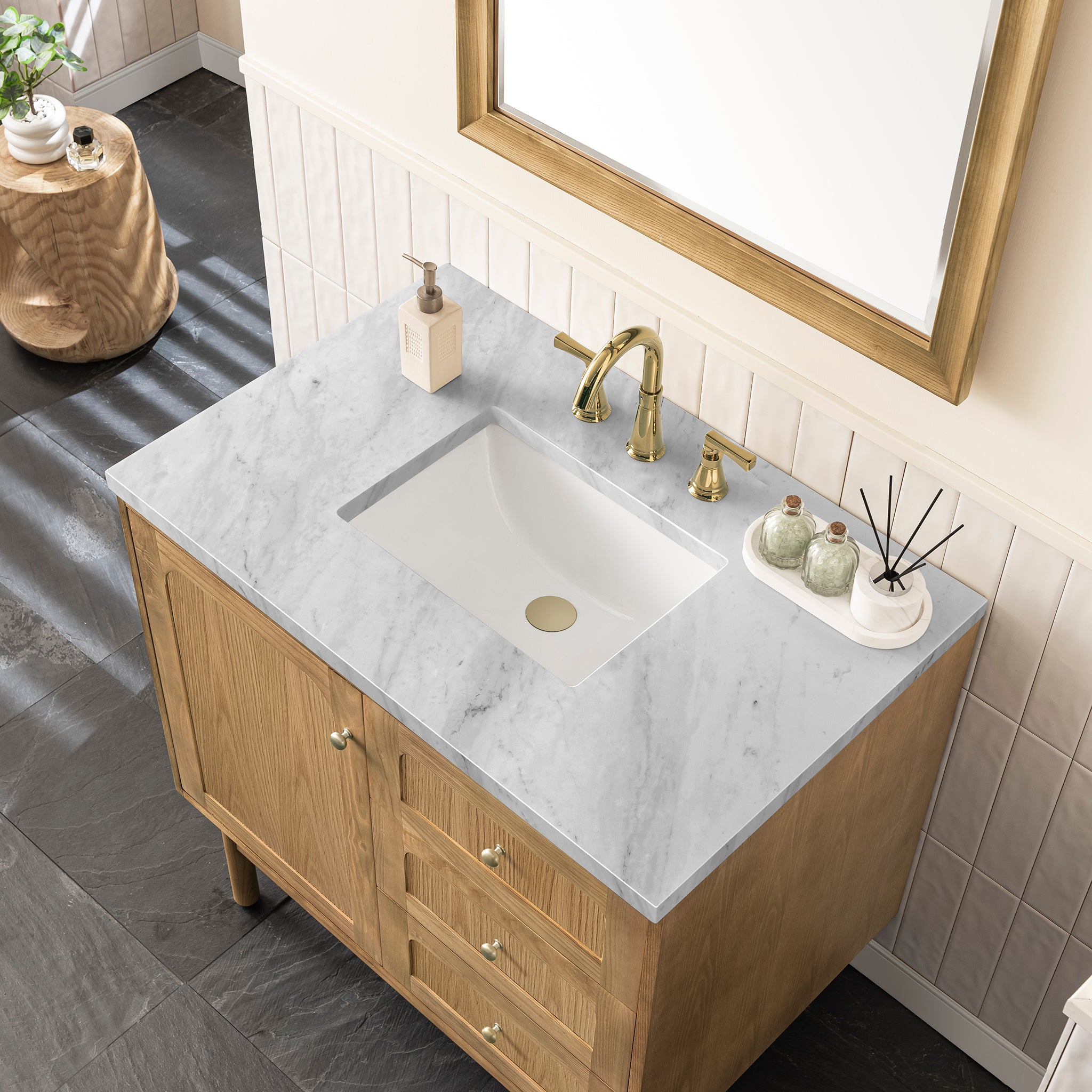 carrara marble top vanity