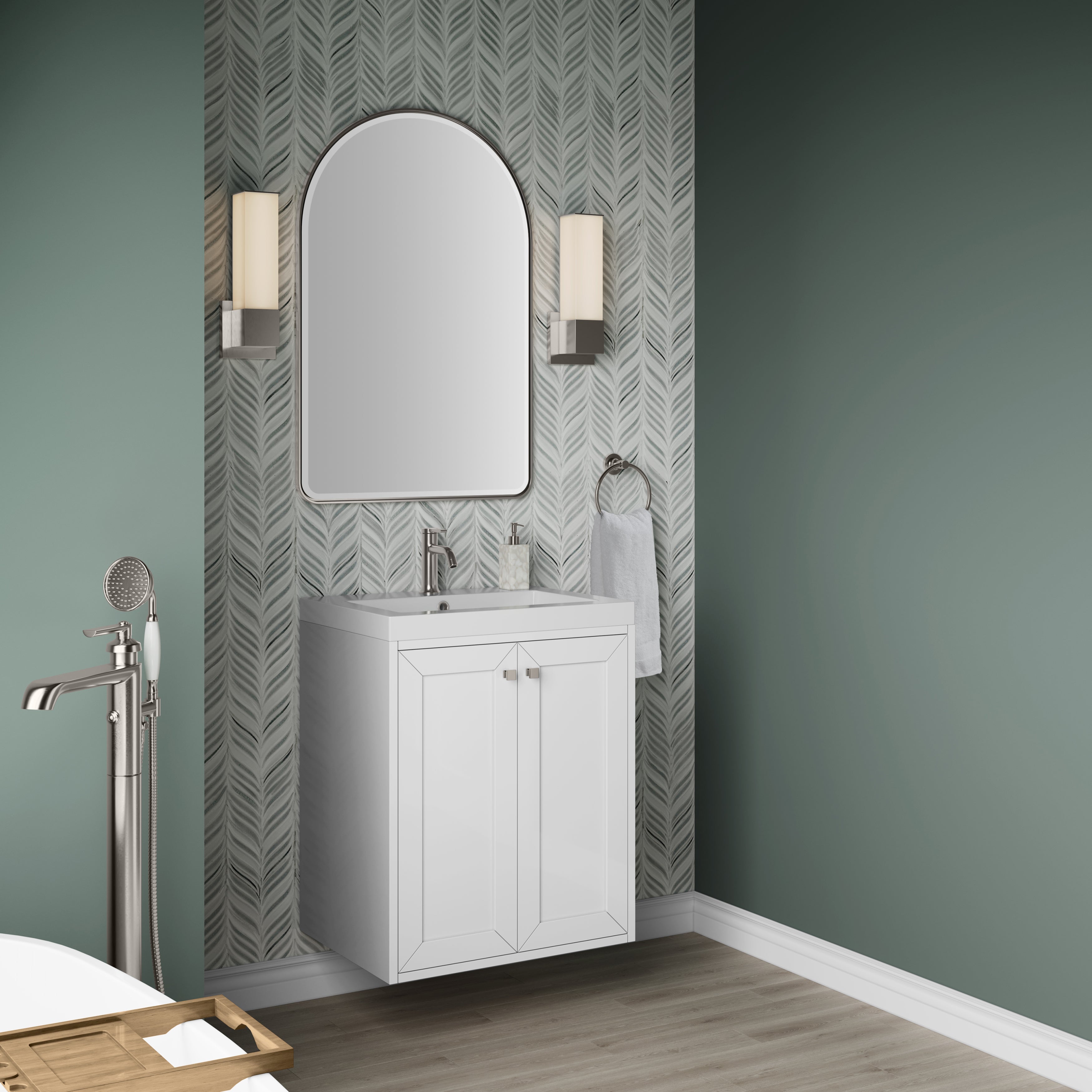 glossy white vanity
