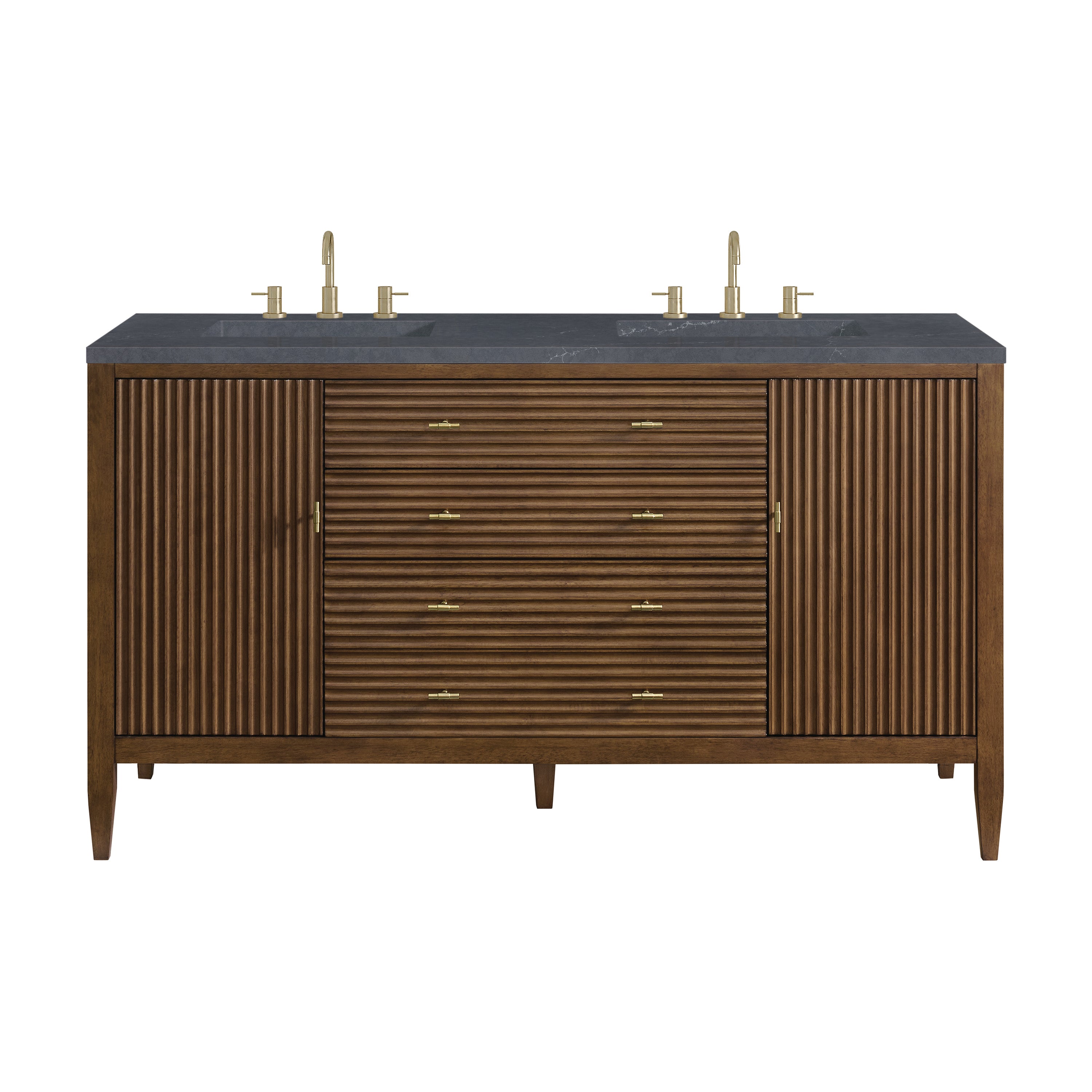 James Martin Vanities Myrrin 60" Double Vanity - Mid Century Walnut