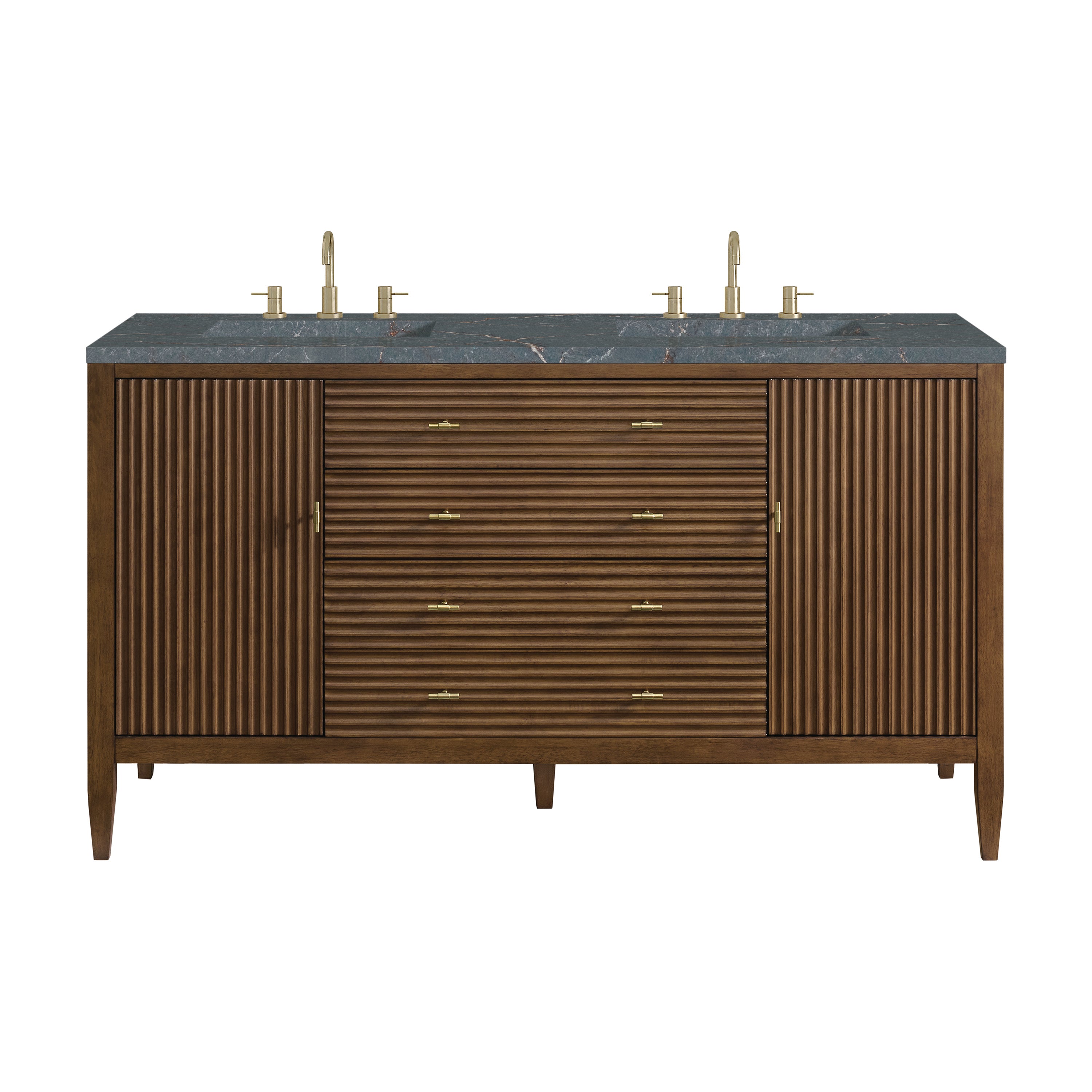 James Martin Vanities Myrrin 60" Double Vanity - Mid Century Walnut