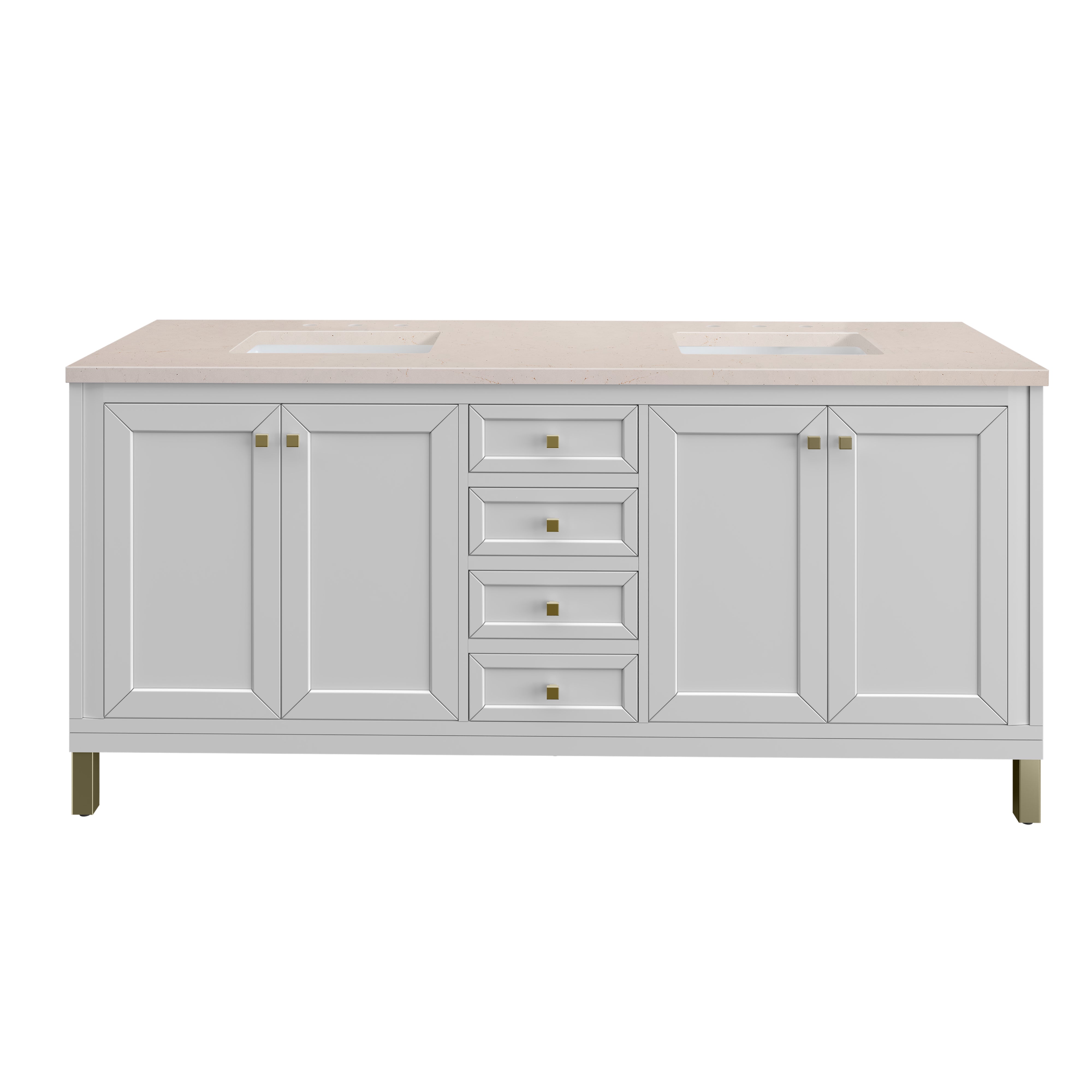 James Martin Vanities Chicago 72" Double Vanity - Glossy White