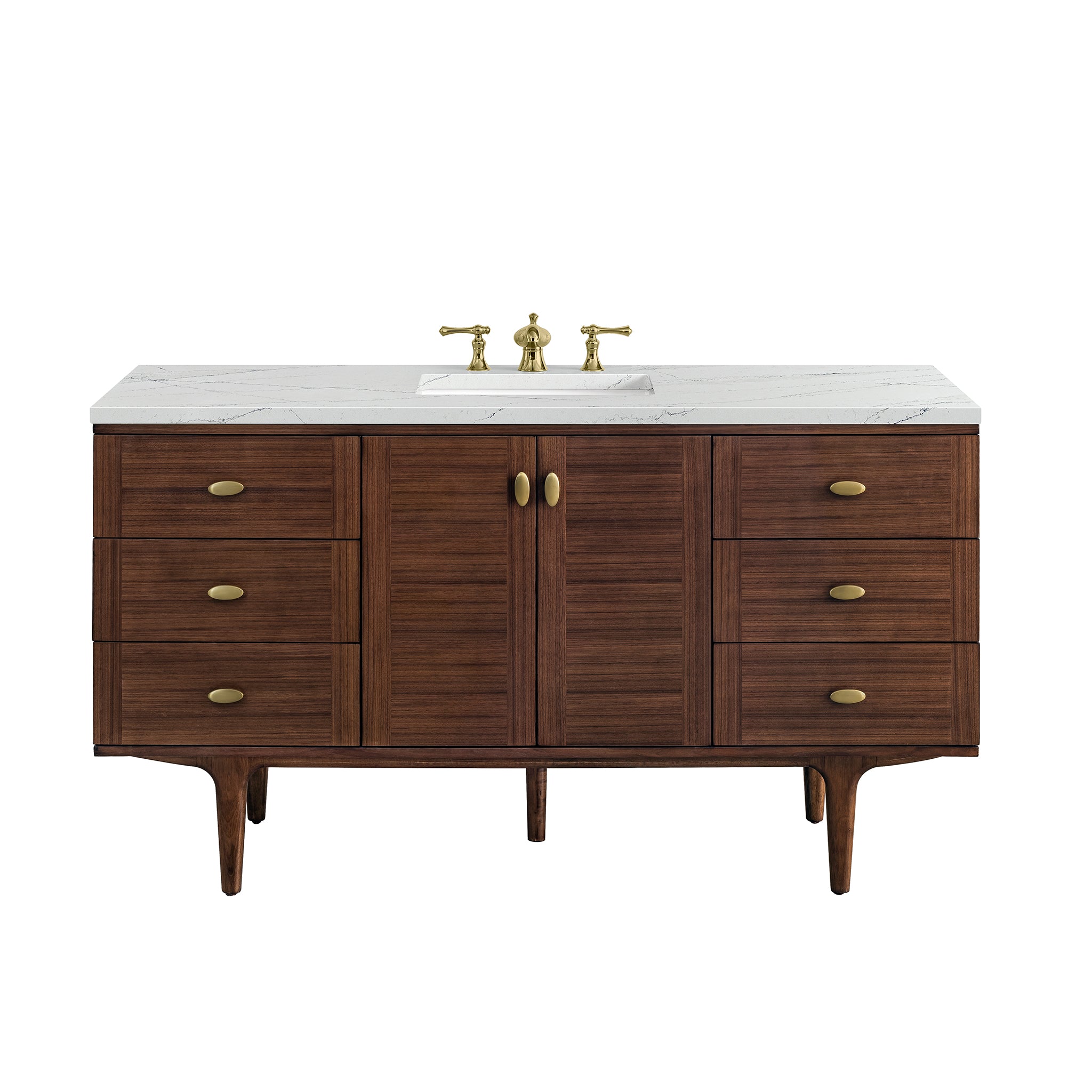 James Martin Vanities Amberly 60" Single Vanity - Mid-Century Walnut