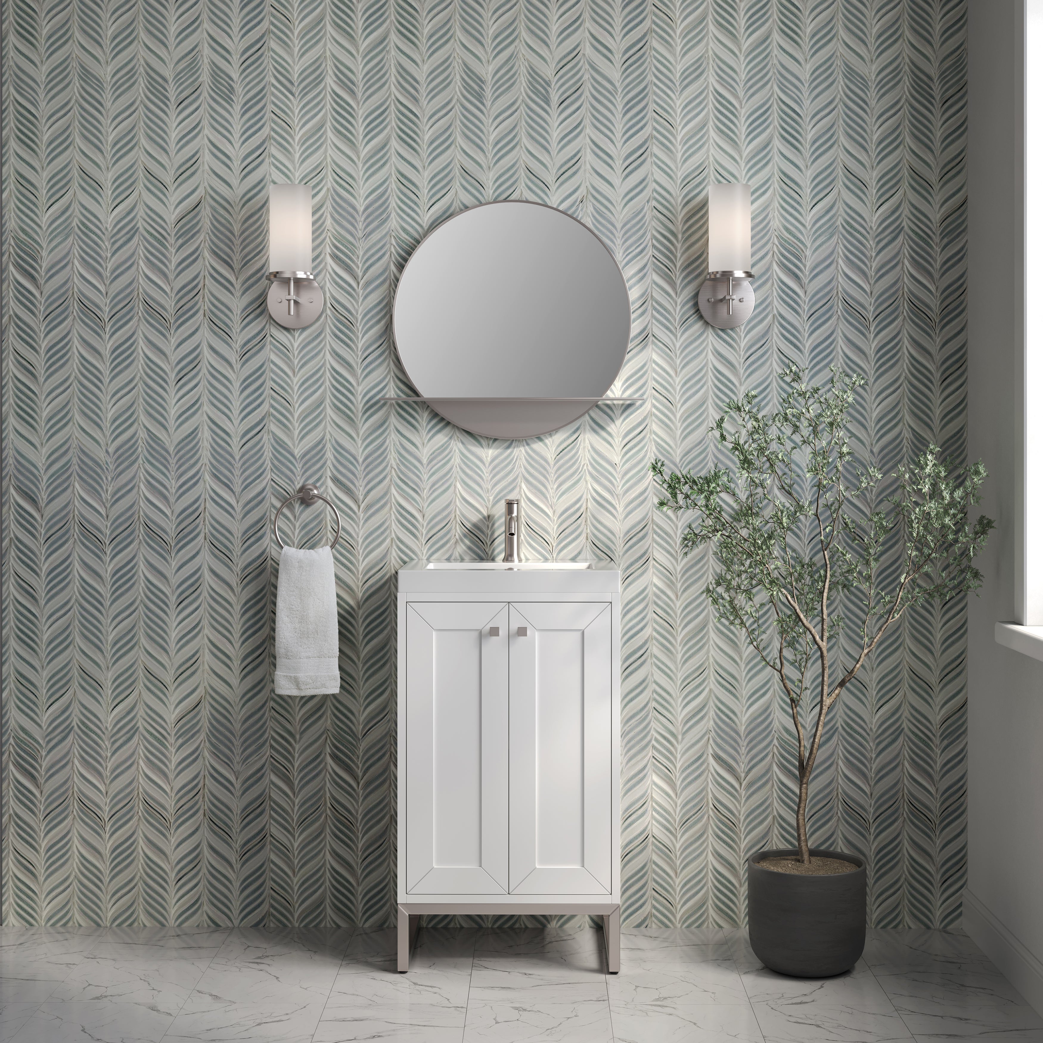 glossy white vanity