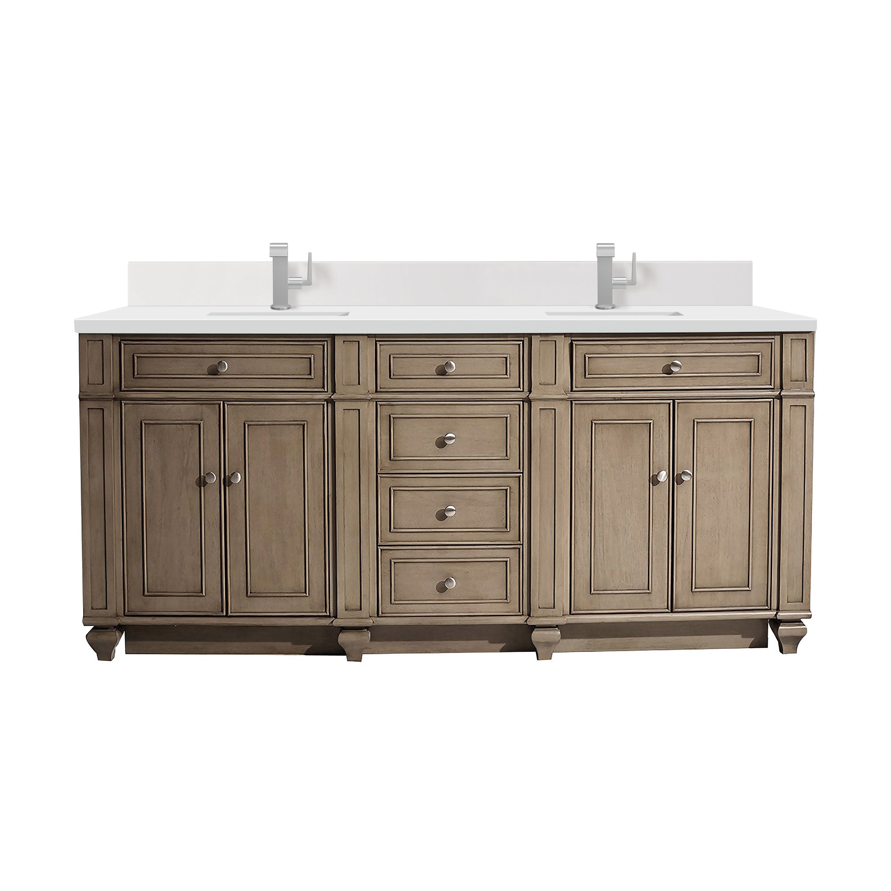 James Martin Vanities Bristol 72" Double Vanity - Whitewashed Walnut