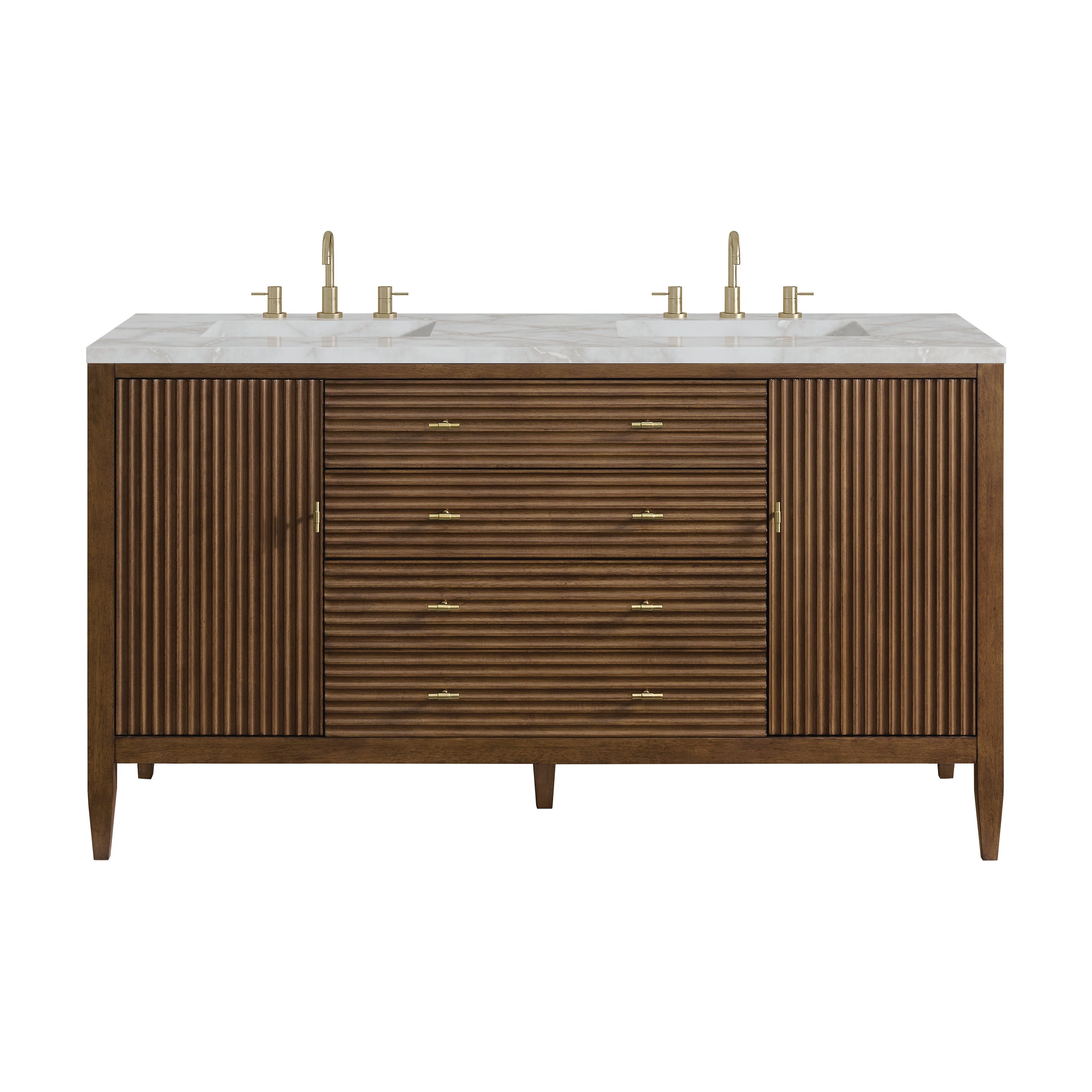 James Martin Vanities Myrrin 60" Double Vanity - Mid Century Walnut