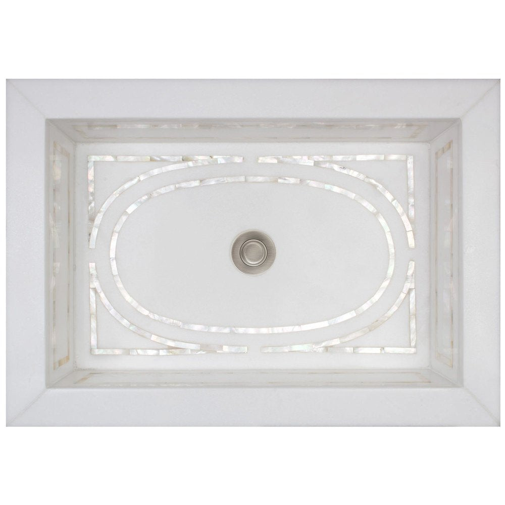 Linkasink Graphic Mother of Pearl Inlay Drop-In Sink 22" - White Marble