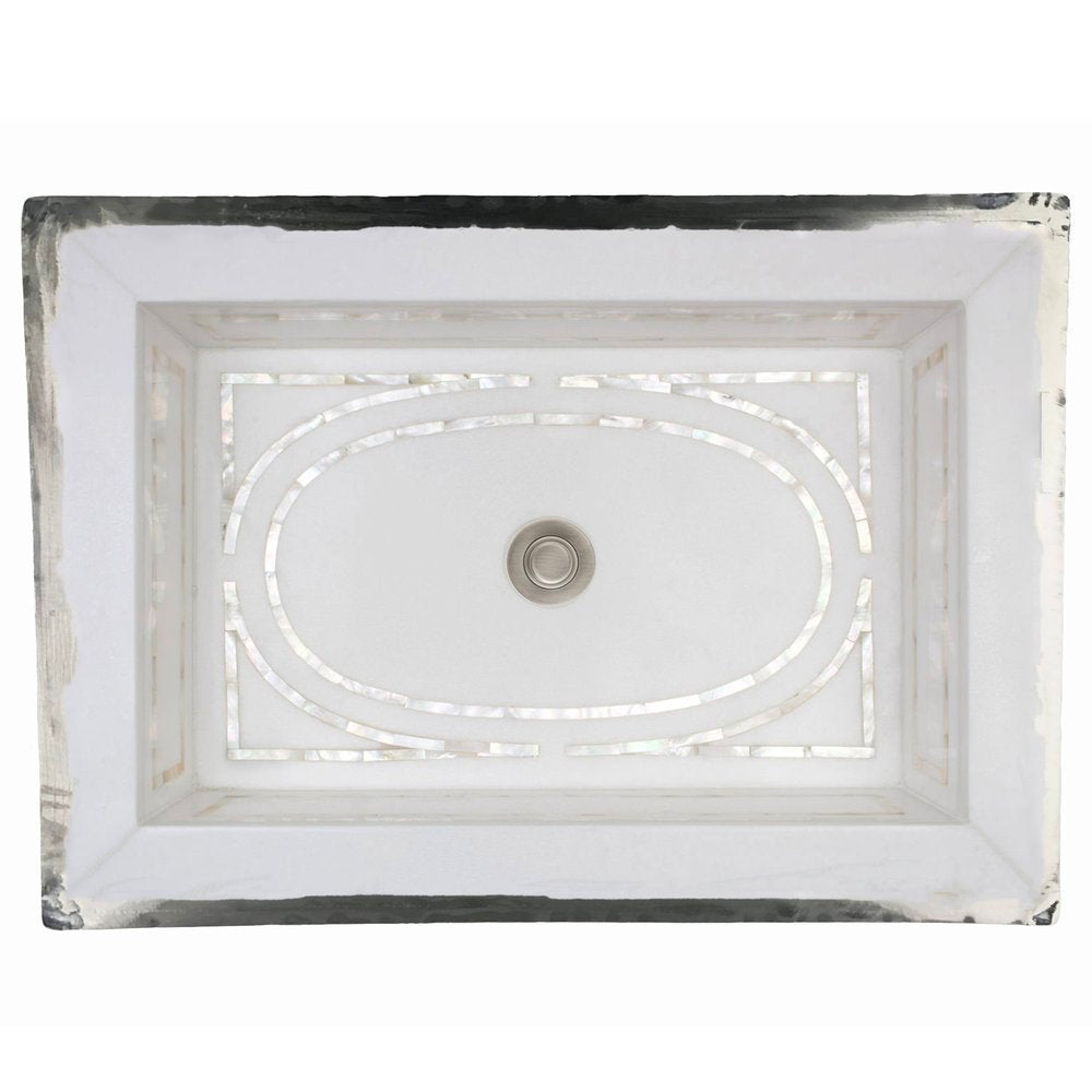 Linkasink Graphic Mother of Pearl Inlay Undermount Sink 20.75" - White Marble