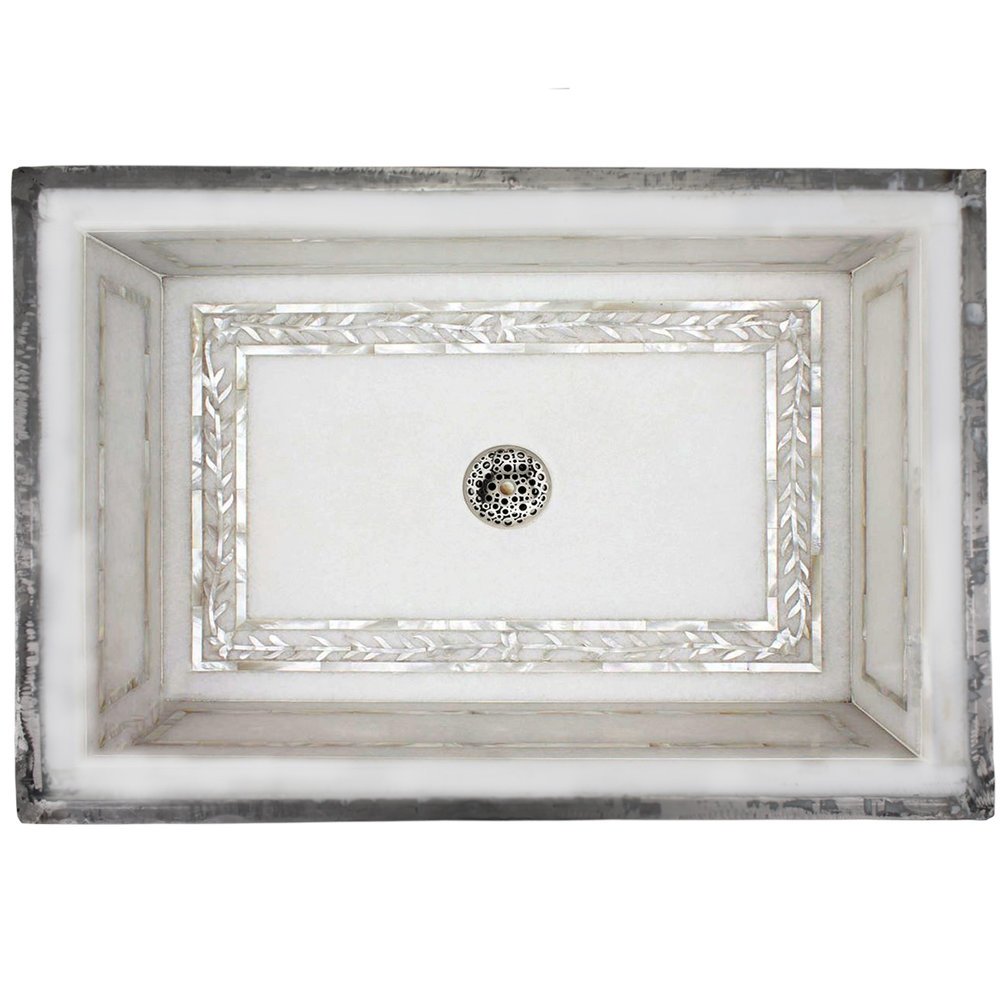 Linkasink Laurel Mother of Pearl Inlay Undermount Sink 20.75" - White Marble