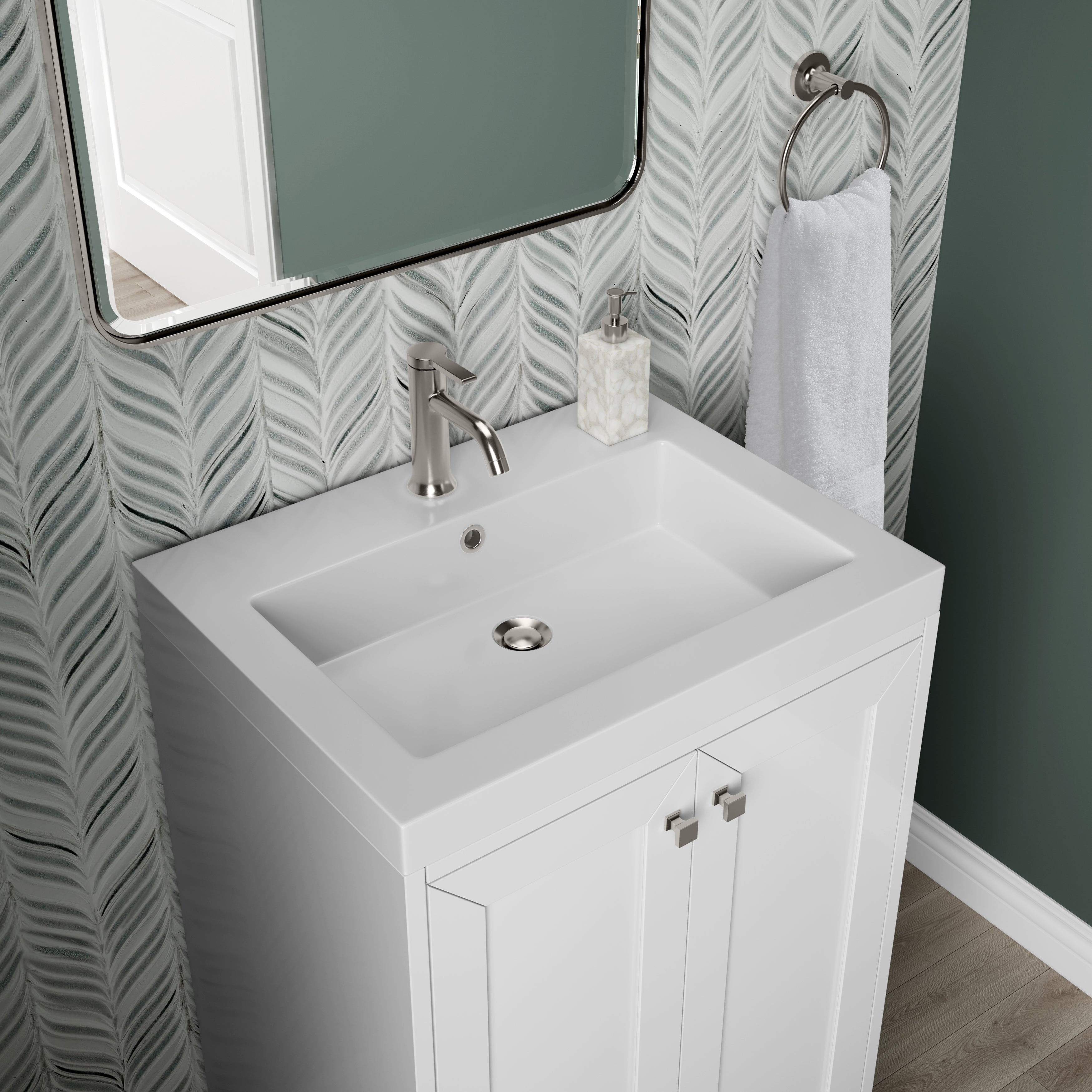 glossy white vanity