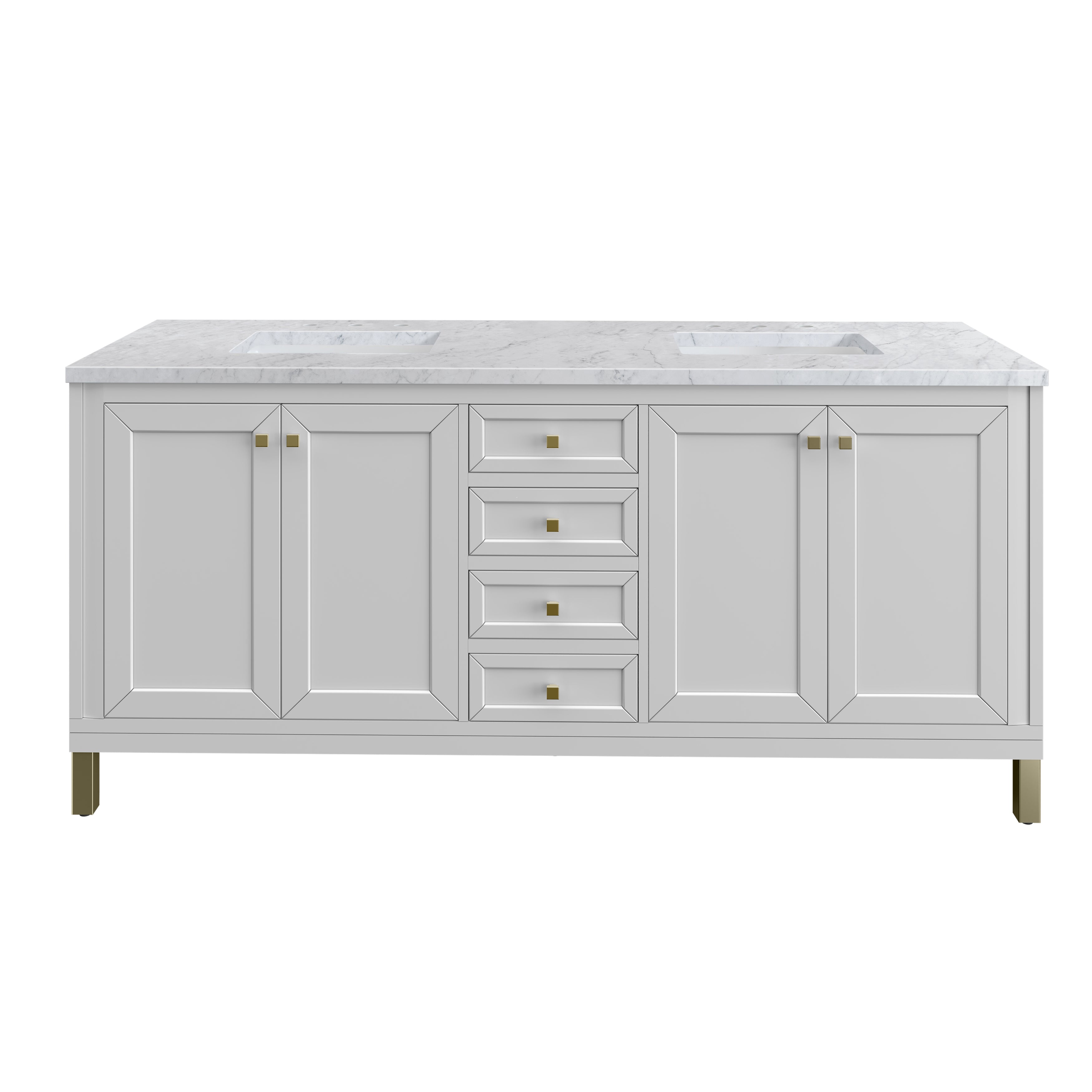 James Martin Vanities Chicago 72" Double Vanity - Glossy White