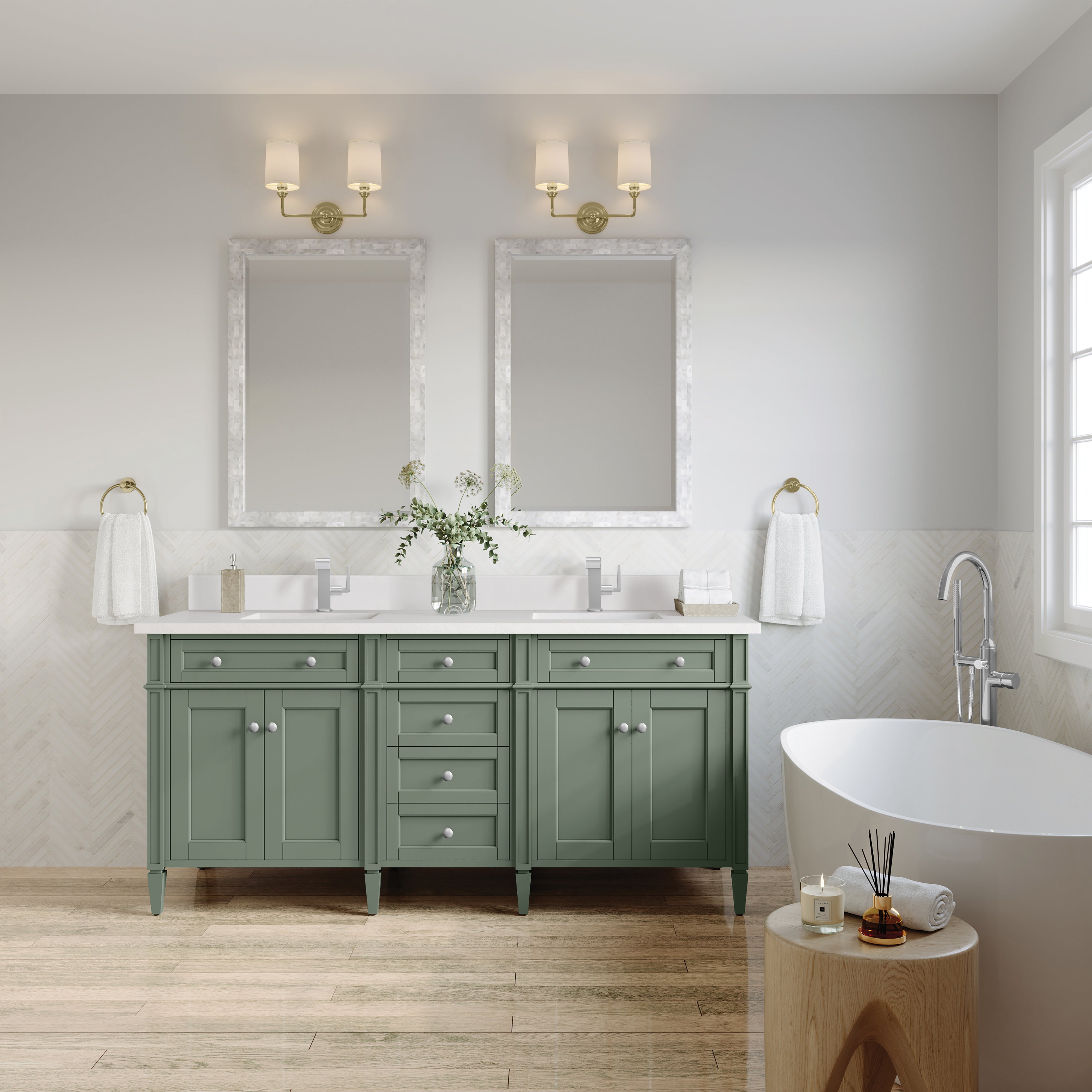 James Martin Vanities Brittany 72" Double Vanity - Smokey Celadon
