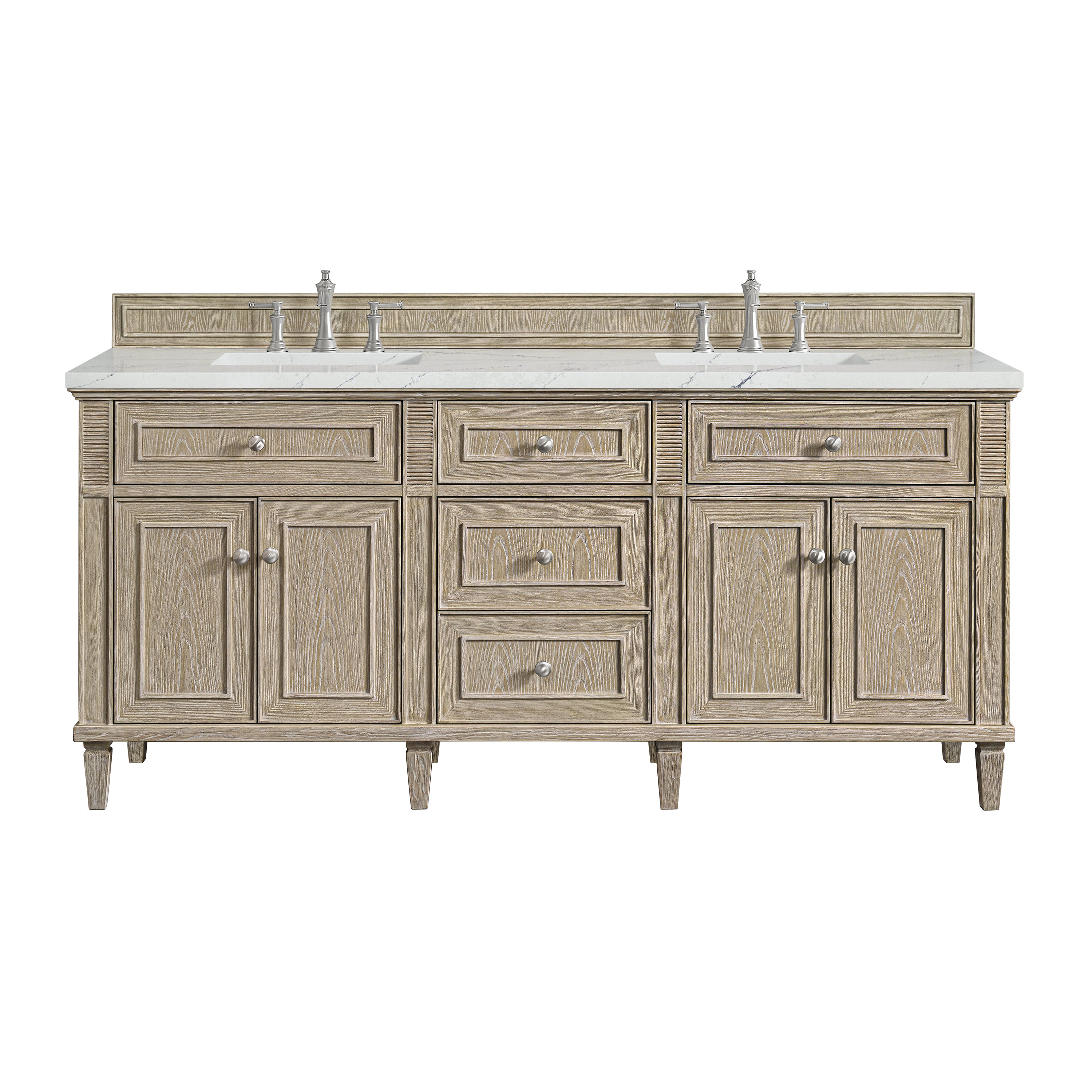 James Martin Vanities Lorelai 72" Double Vanity - Whitewashed Oak
