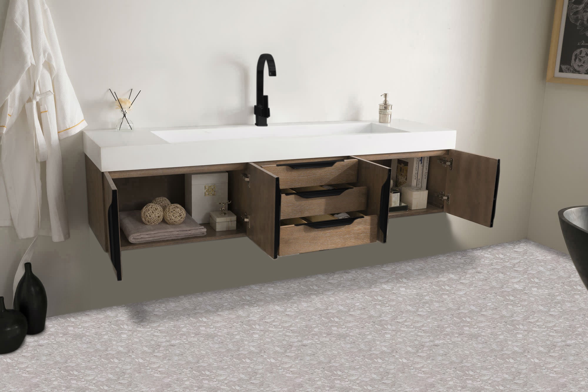 latte oak vanity