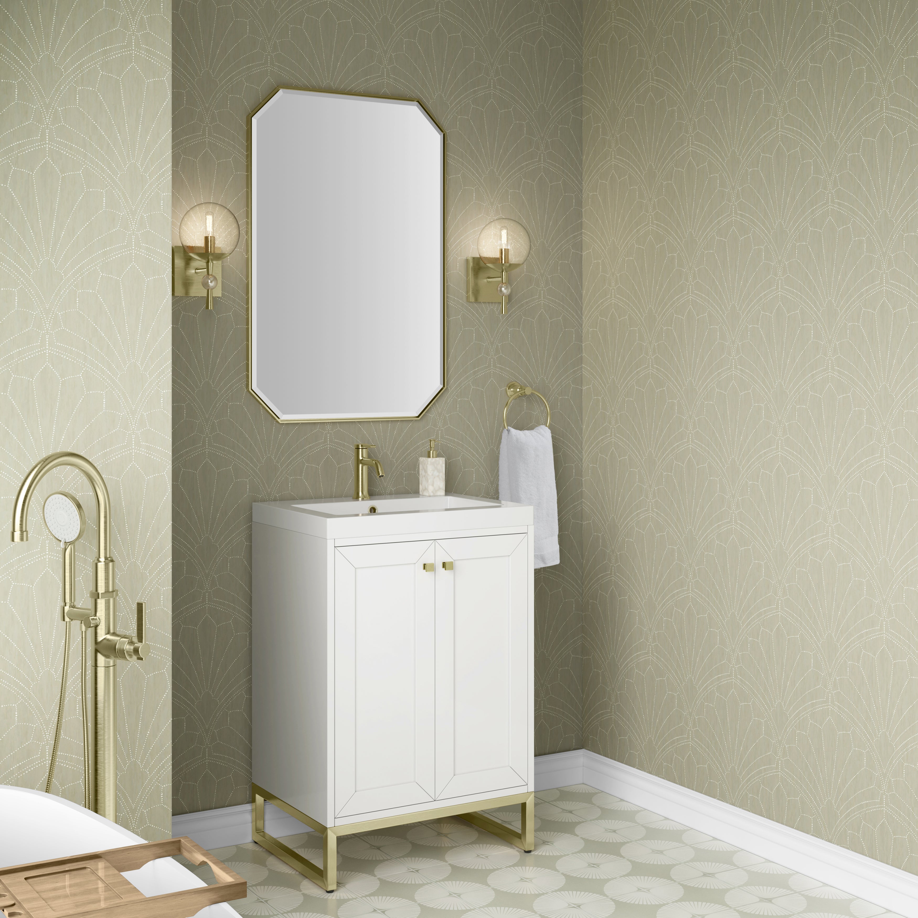 glossy white vanity