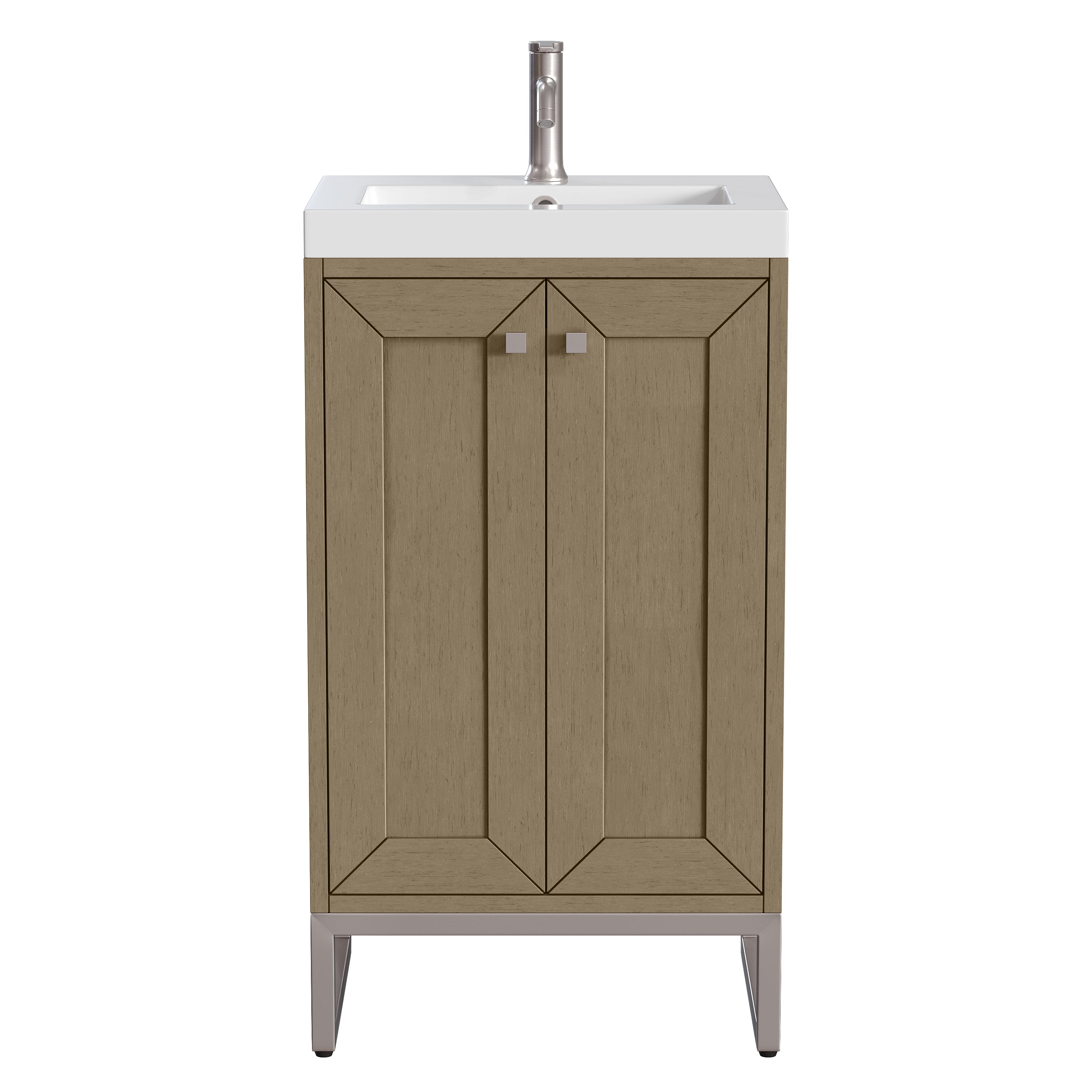 James Martin Vanities Chianti 20" Single Vanity with Brushed Nickel Base and White Glossy Composite Stone Top
